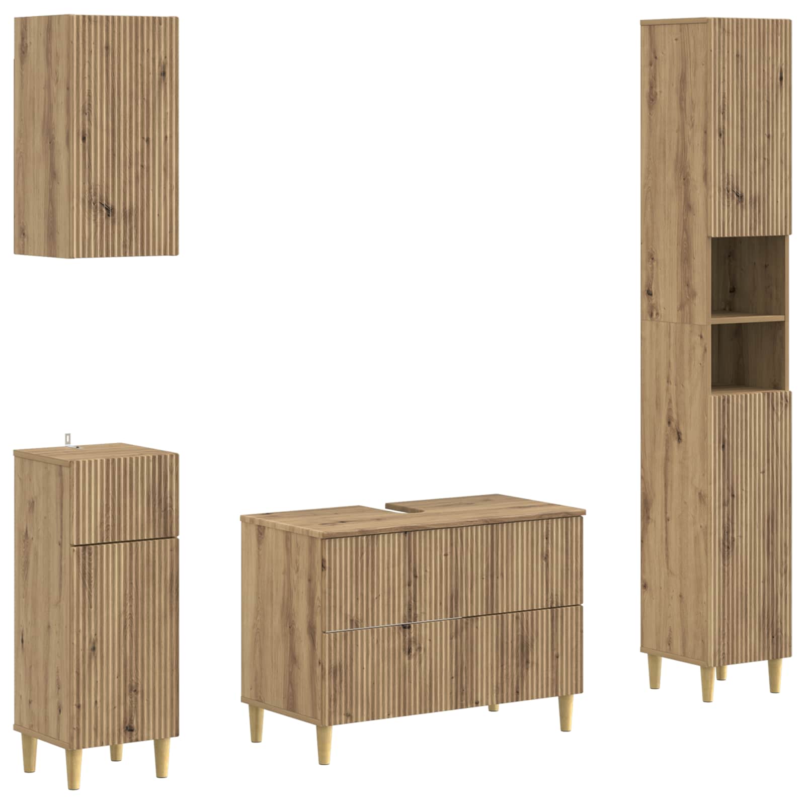 vidaXL 4-delige Badkamerkast Set EDE Zwart Bewerkt hout