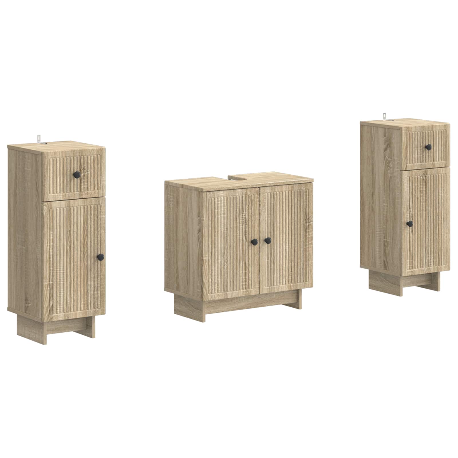 vidaXL 2-delige Badkamerkast Set EDE Zwart Bewerkt hout