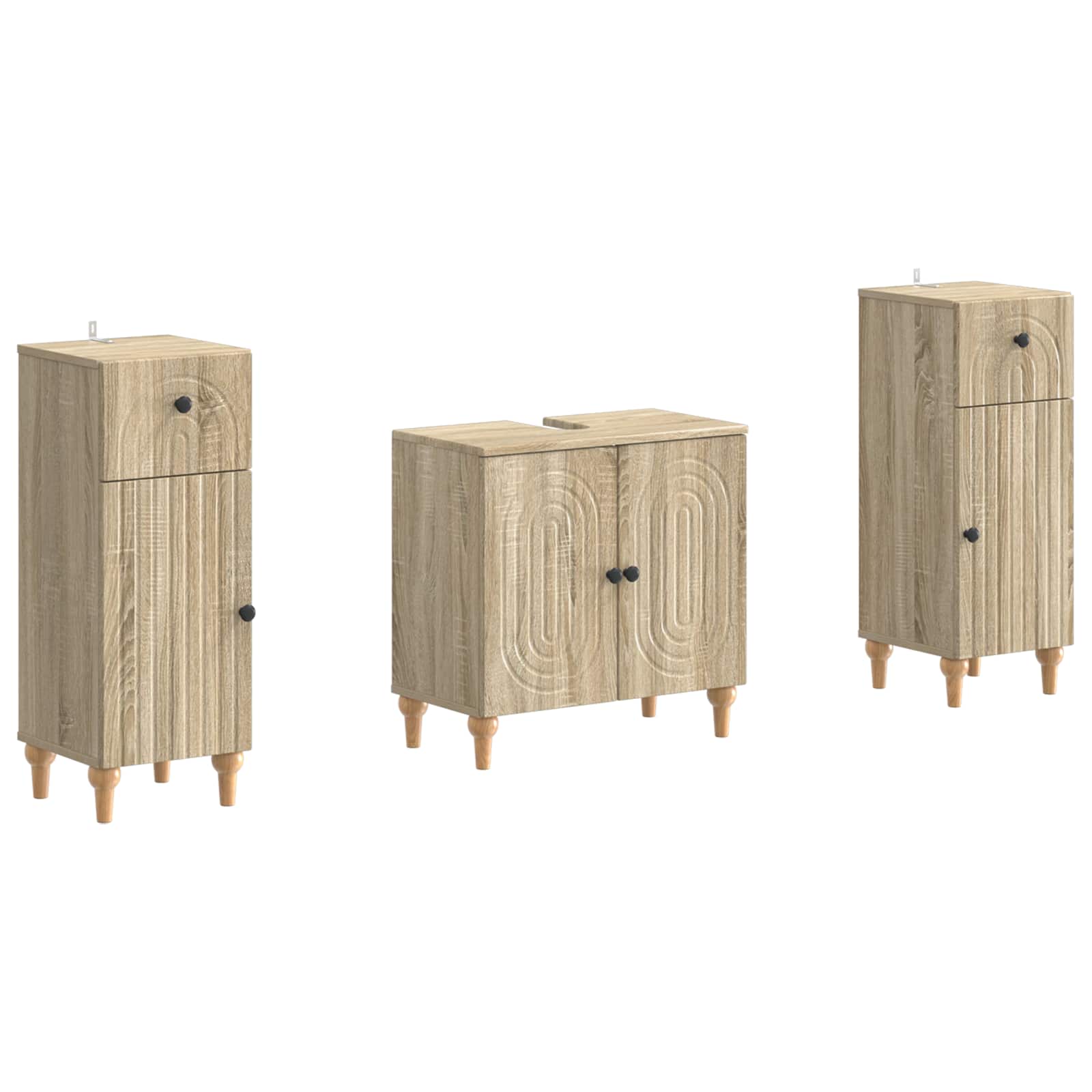 vidaXL 2-delige Badkamerkast Set EDE Zwart Bewerkt hout