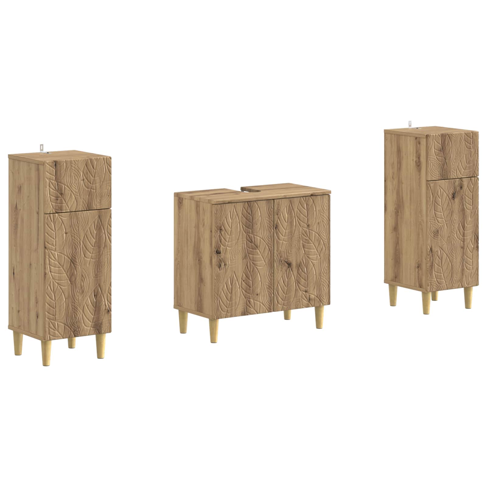 vidaXL 2-delige Badkamerkast Set EDE Zwart Bewerkt hout