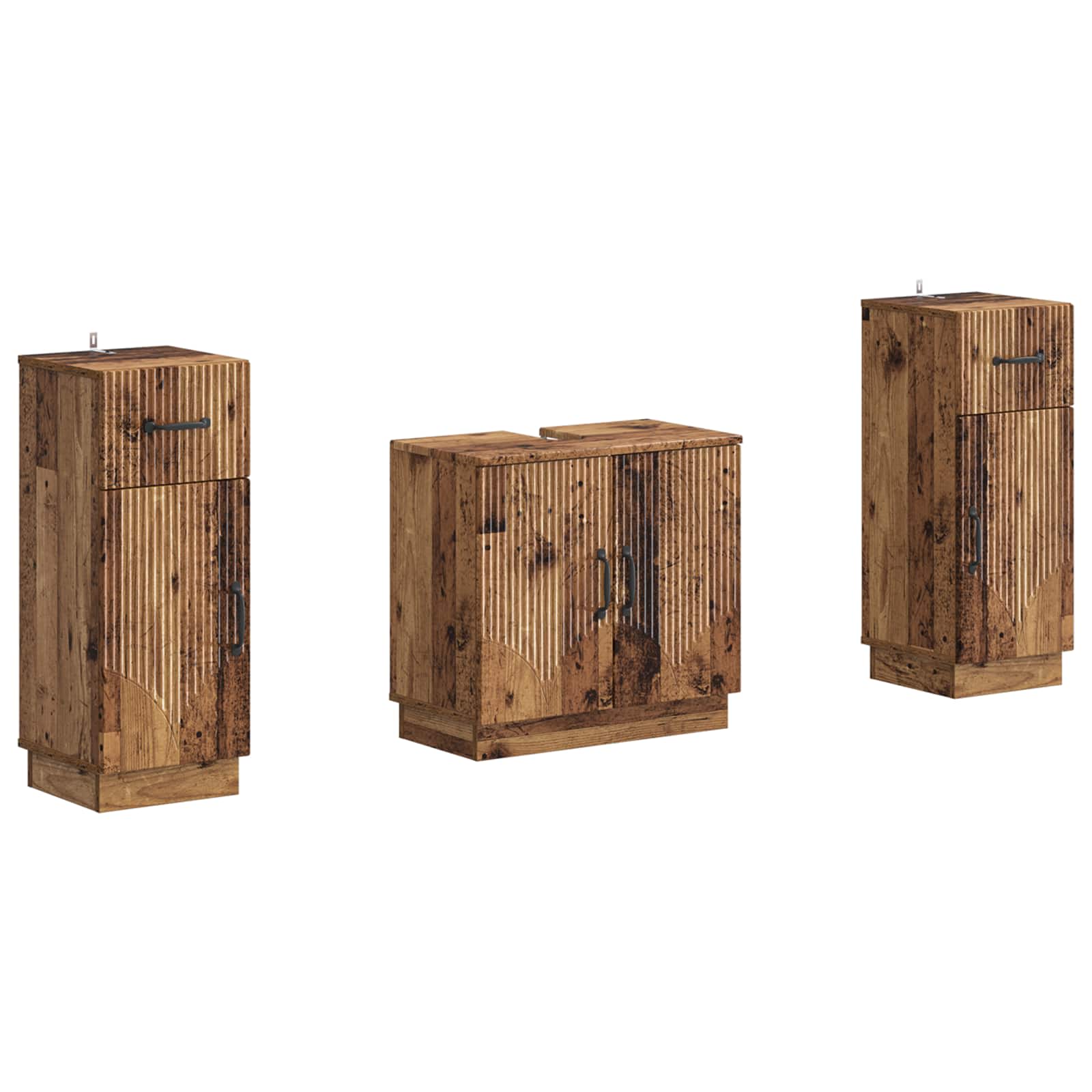 vidaXL 2-delige Badkamerkast Set EDE Zwart Bewerkt hout