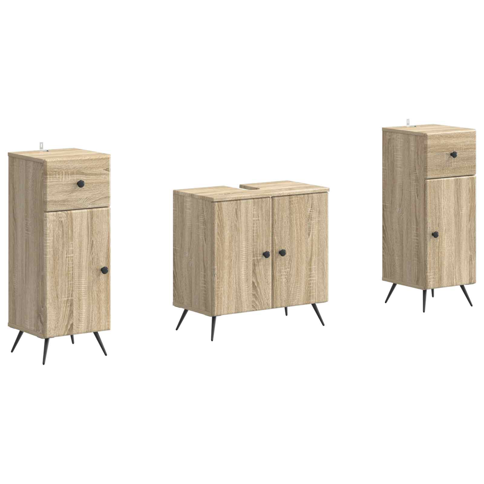 vidaXL 2-delige Badkamerkast Set EDE Zwart Bewerkt hout