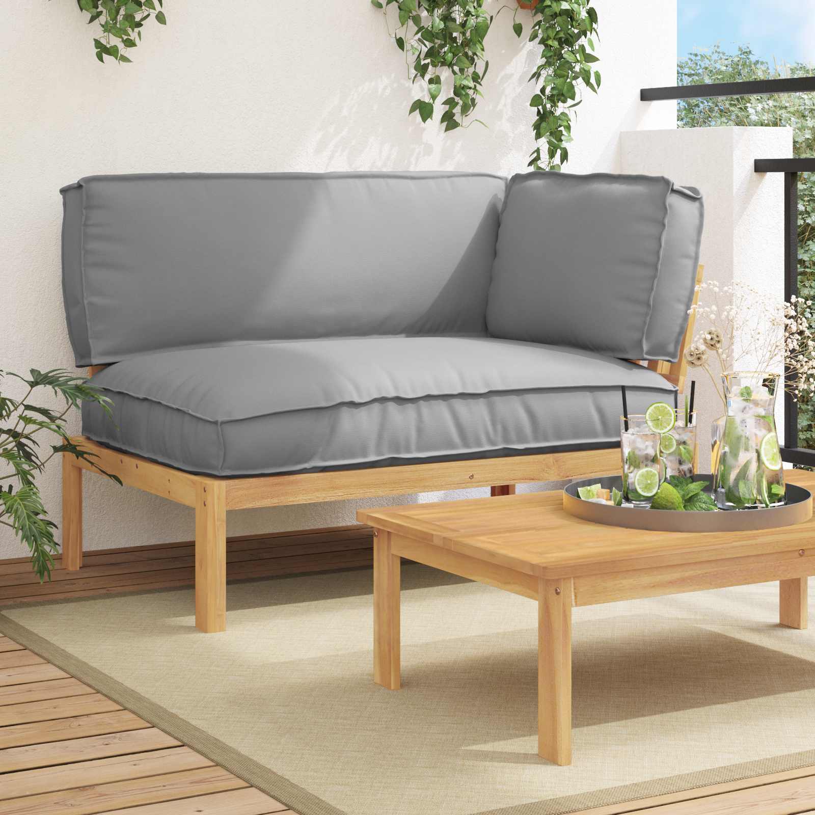 vidaXL Bankstel Effen Antraciet 131,5 x 92 x 69 cm Massief Acaciahout