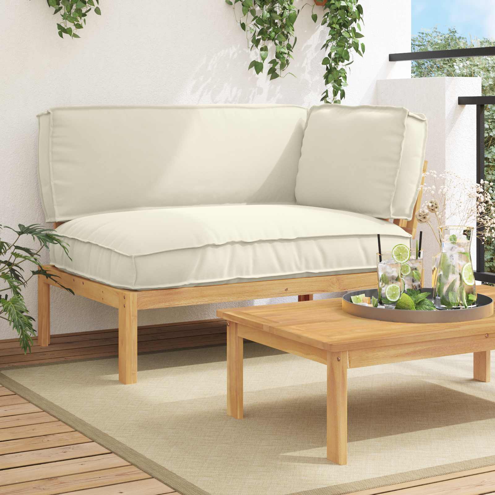 vidaXL Bankstel Effen Antraciet 131,5 x 92 x 69 cm Massief Acaciahout