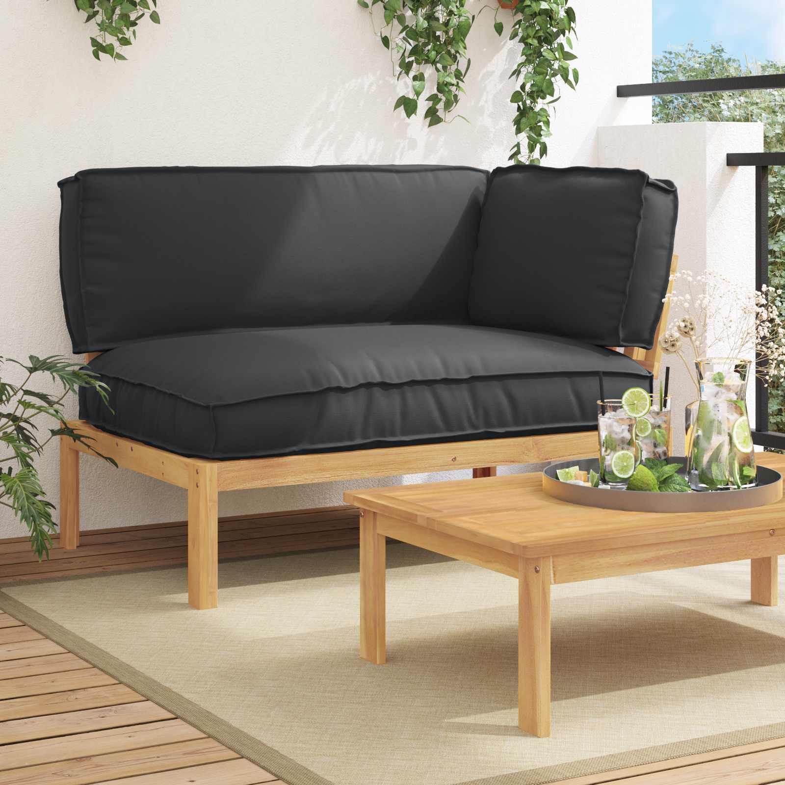 vidaXL Bankstel Effen Antraciet 131,5 x 92 x 69 cm Massief Acaciahout