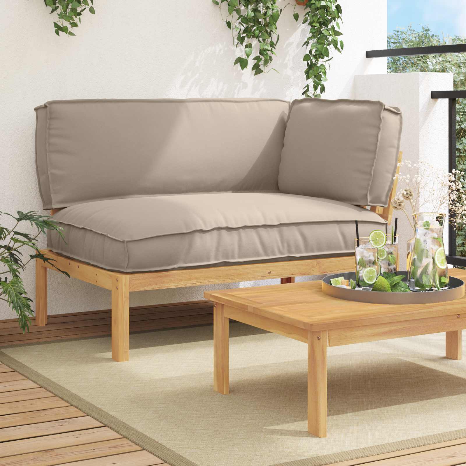 vidaXL Bankstel Effen Antraciet 131,5 x 92 x 69 cm Massief Acaciahout