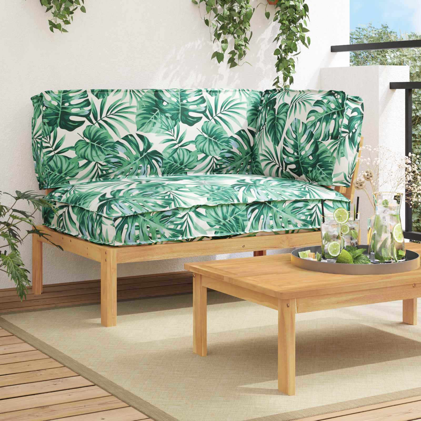 vidaXL Bankstel Effen Antraciet 131,5 x 92 x 69 cm Massief Acaciahout