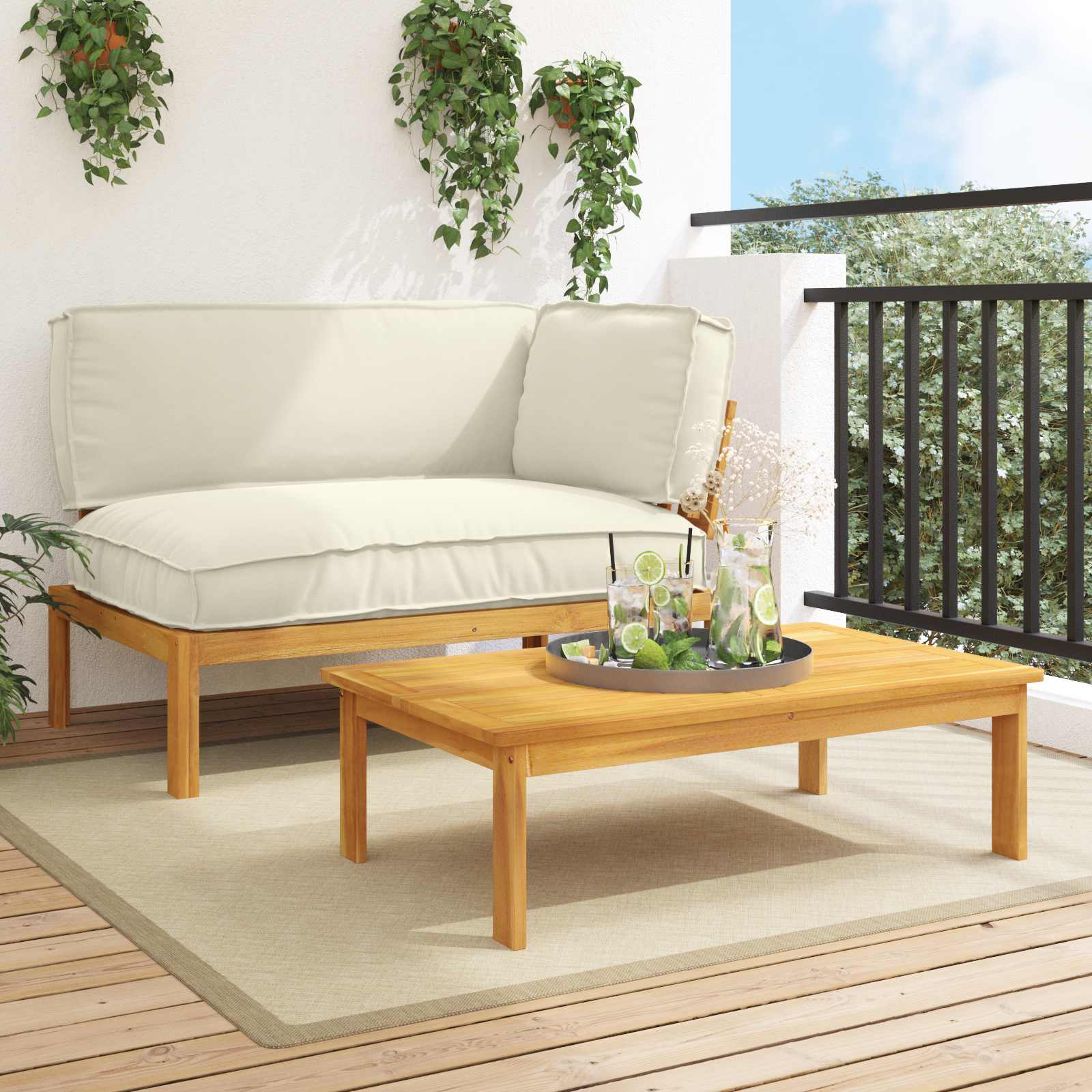 vidaXL Bankstel Effen Antraciet 131,5 x 92 x 69 cm Massief Acaciahout