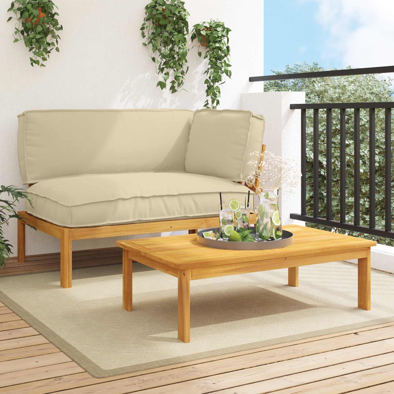 vidaXL Bankstel Effen Antraciet 131,5 x 92 x 69 cm Massief Acaciahout