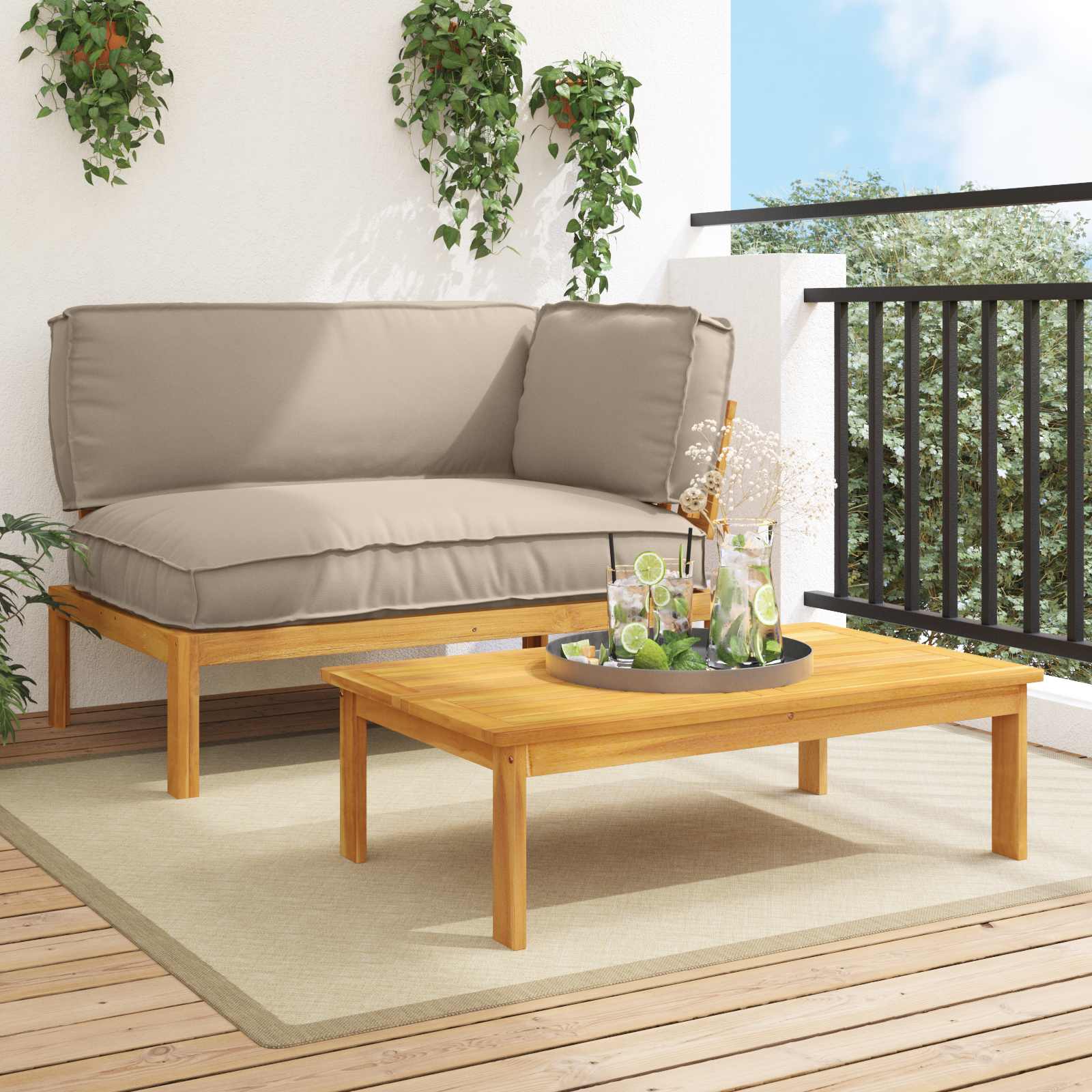 vidaXL Bankstel Effen Antraciet 131,5 x 92 x 69 cm Massief Acaciahout