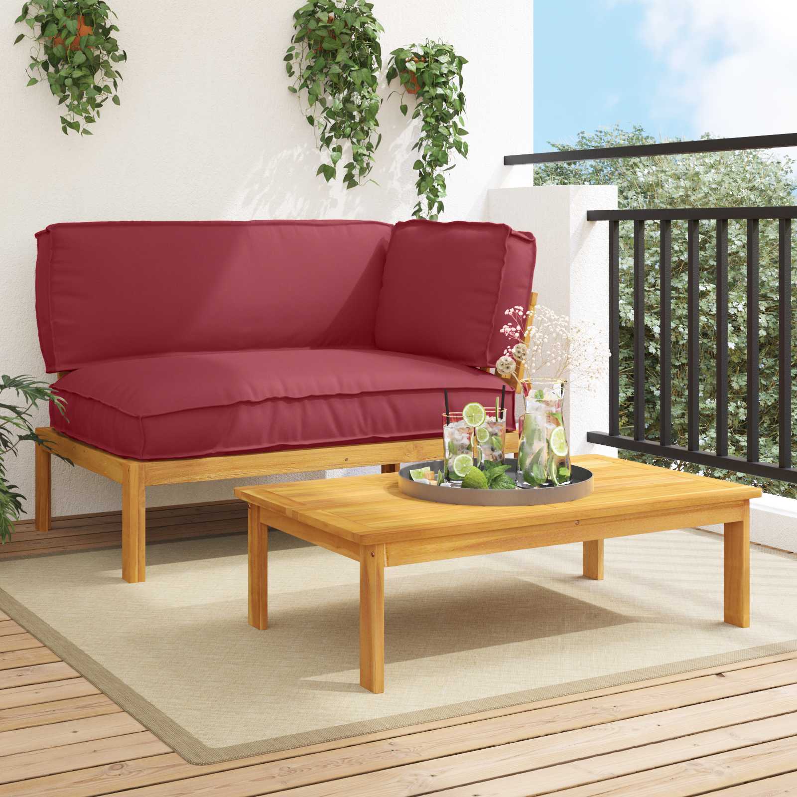 vidaXL Bankstel Effen Antraciet 131,5 x 92 x 69 cm Massief Acaciahout