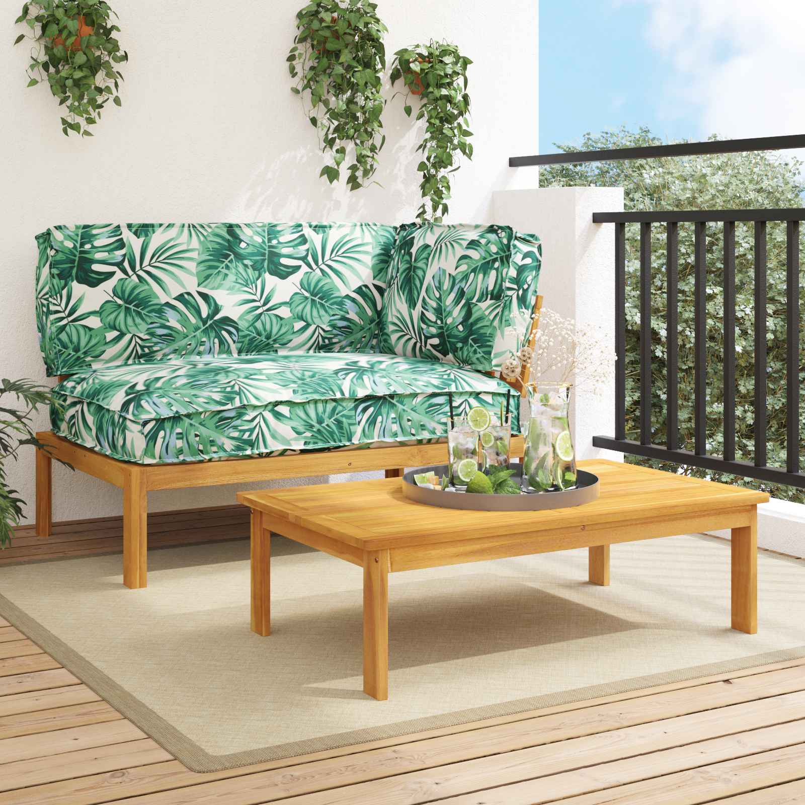 vidaXL Bankstel Effen Antraciet 131,5 x 92 x 69 cm Massief Acaciahout