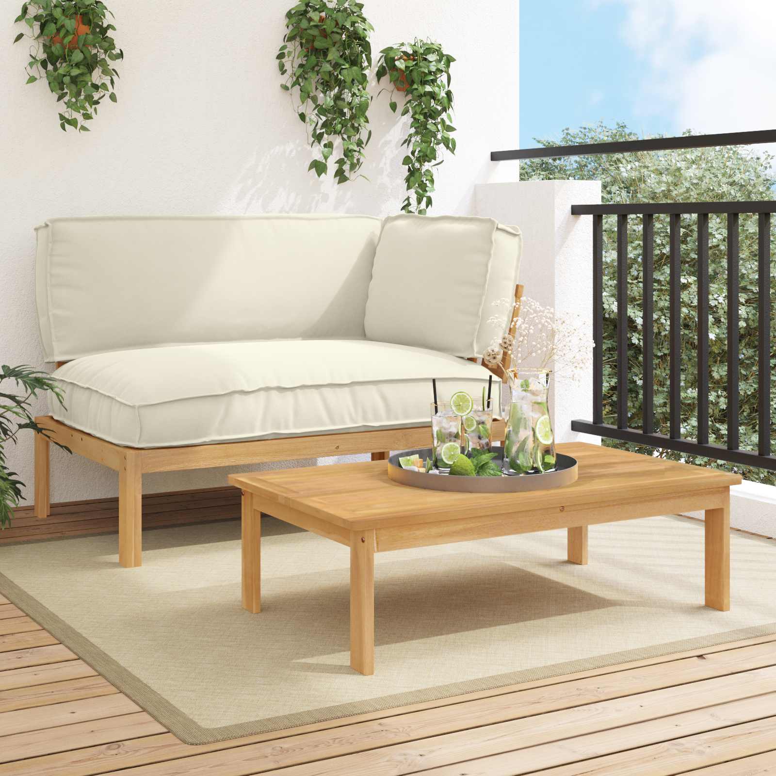 vidaXL Bankstel Effen Antraciet 131,5 x 92 x 69 cm Massief Acaciahout