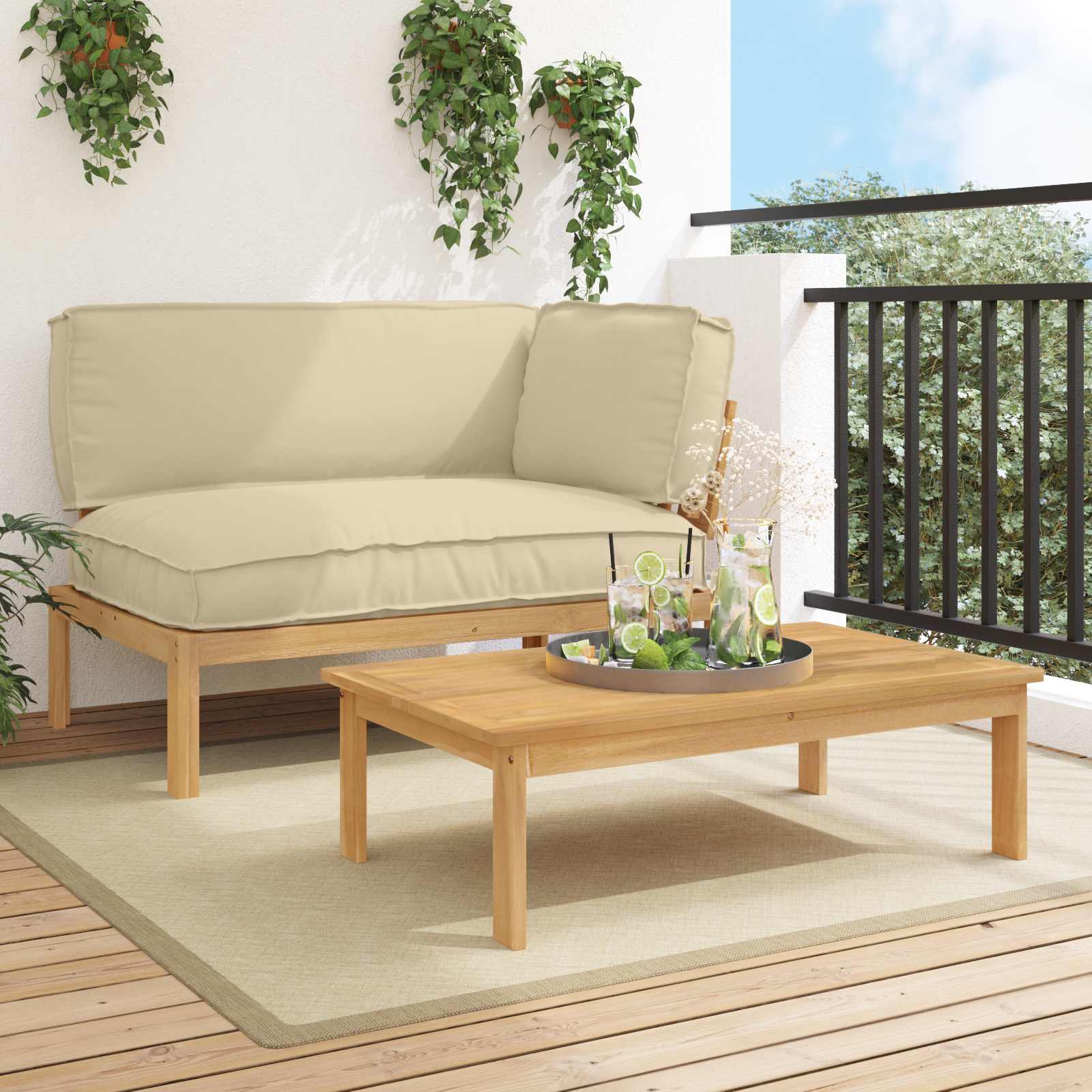 vidaXL Bankstel Effen Antraciet 131,5 x 92 x 69 cm Massief Acaciahout