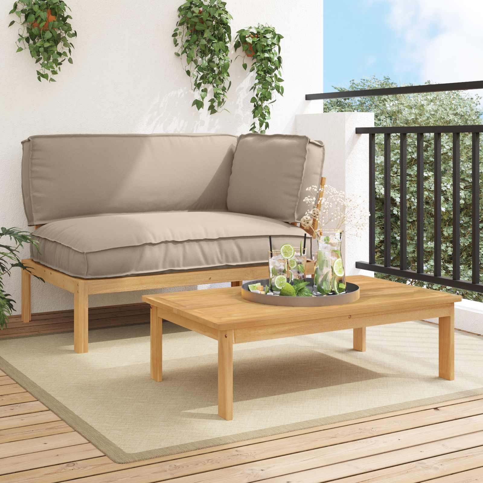 vidaXL Bankstel Effen Antraciet 131,5 x 92 x 69 cm Massief Acaciahout