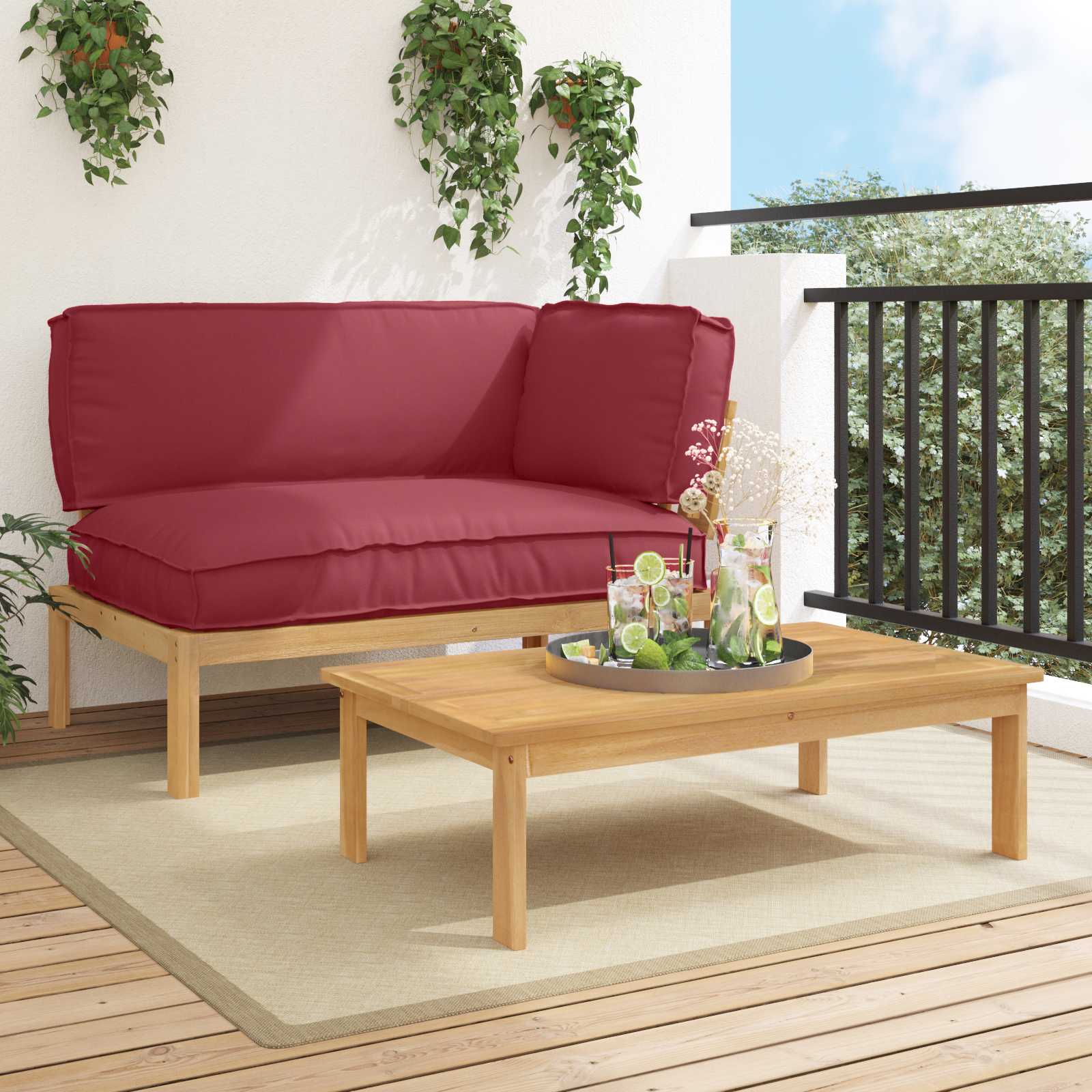vidaXL Bankstel Effen Antraciet 131,5 x 92 x 69 cm Massief Acaciahout