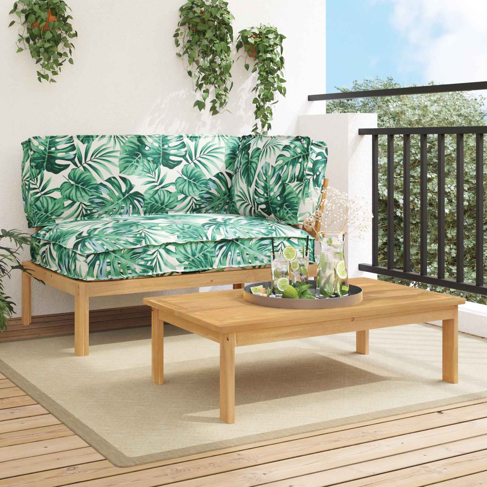 vidaXL Bankstel Effen Antraciet 131,5 x 92 x 69 cm Massief Acaciahout