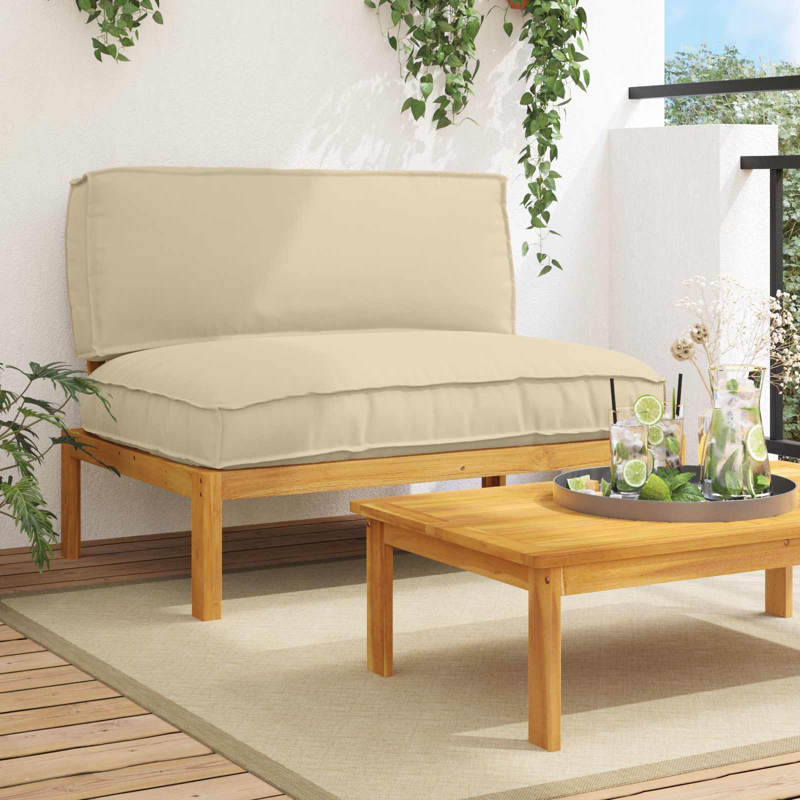 vidaXL Bankstel Effen Antraciet 131,5 x 92 x 69 cm Massief Acaciahout