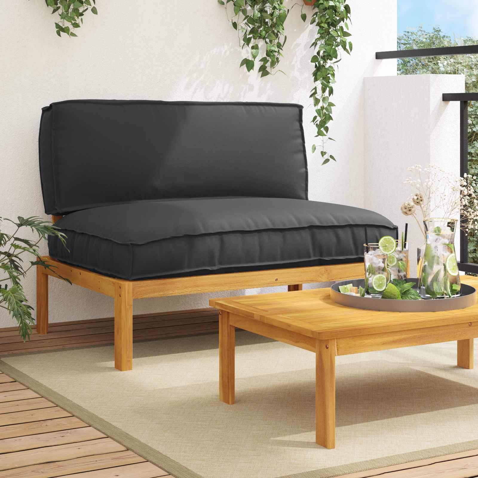 vidaXL Bankstel Effen Antraciet 131,5 x 92 x 69 cm Massief Acaciahout