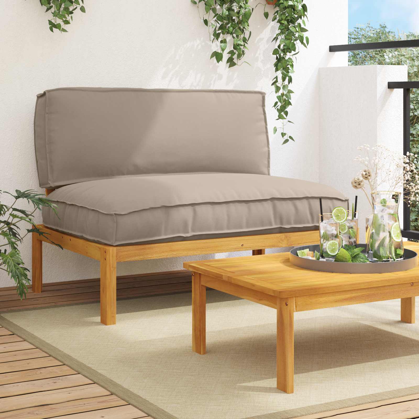 vidaXL Bankstel Effen Antraciet 131,5 x 92 x 69 cm Massief Acaciahout