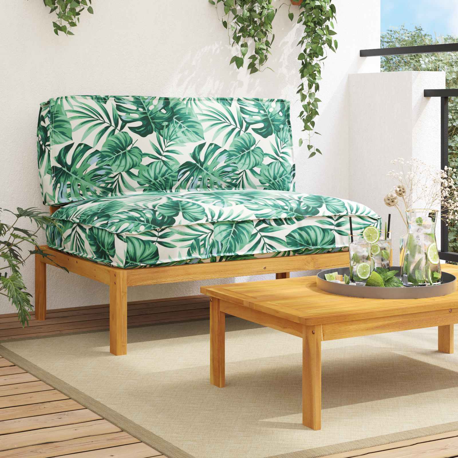 vidaXL Bankstel Effen Antraciet 131,5 x 92 x 69 cm Massief Acaciahout