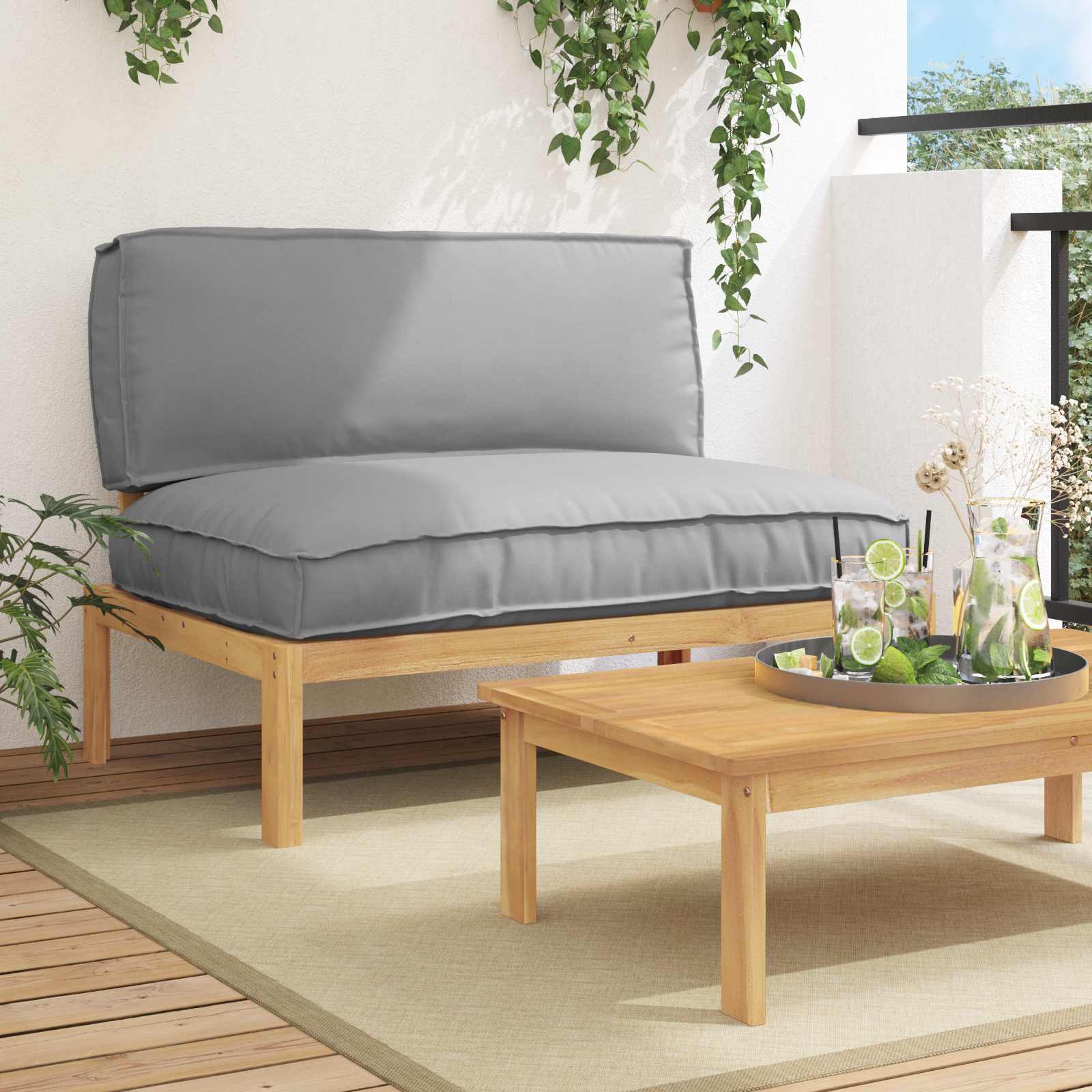 vidaXL Bankstel Effen Antraciet 131,5 x 92 x 69 cm Massief Acaciahout