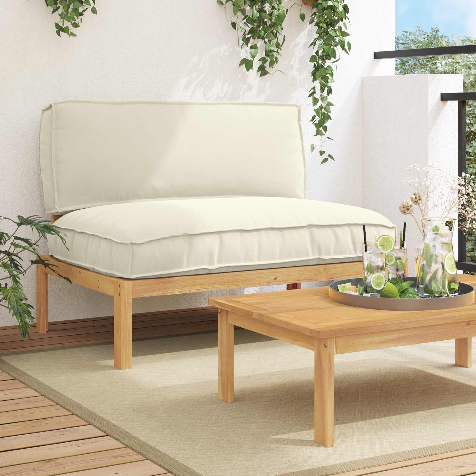 vidaXL Bankstel Effen Antraciet 131,5 x 92 x 69 cm Massief Acaciahout