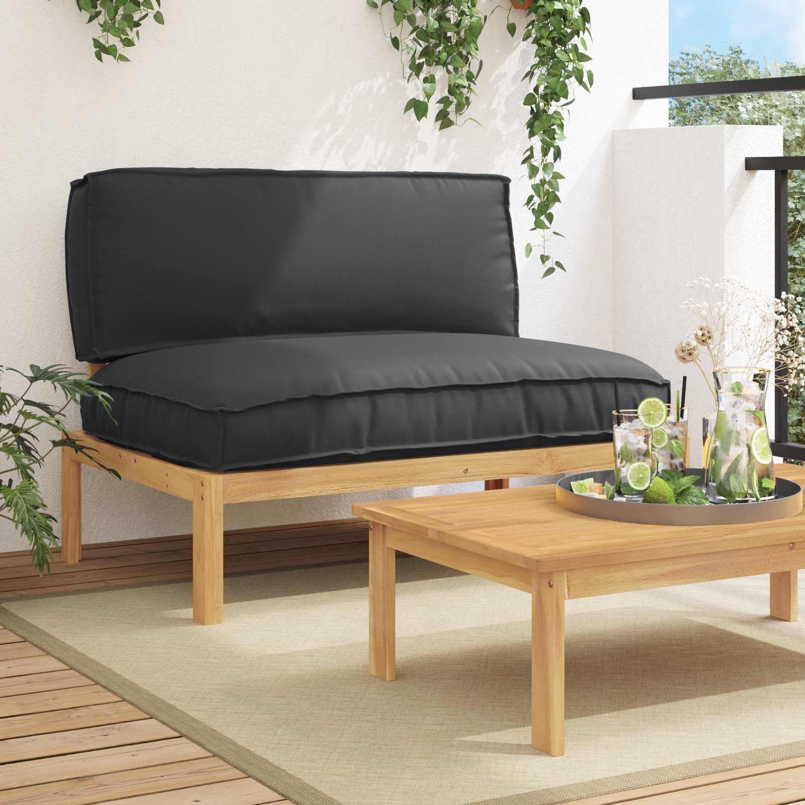vidaXL Bankstel Effen Antraciet 131,5 x 92 x 69 cm Massief Acaciahout