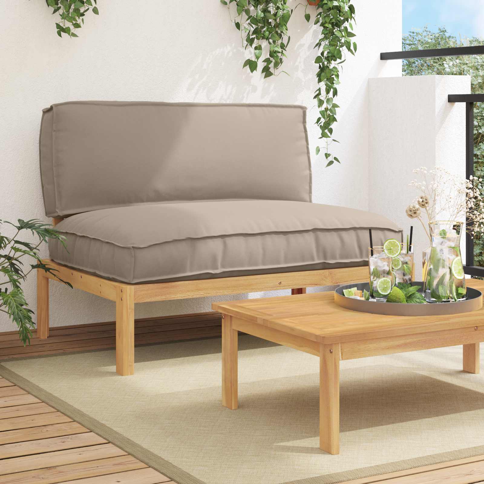 vidaXL Bankstel Effen Antraciet 131,5 x 92 x 69 cm Massief Acaciahout