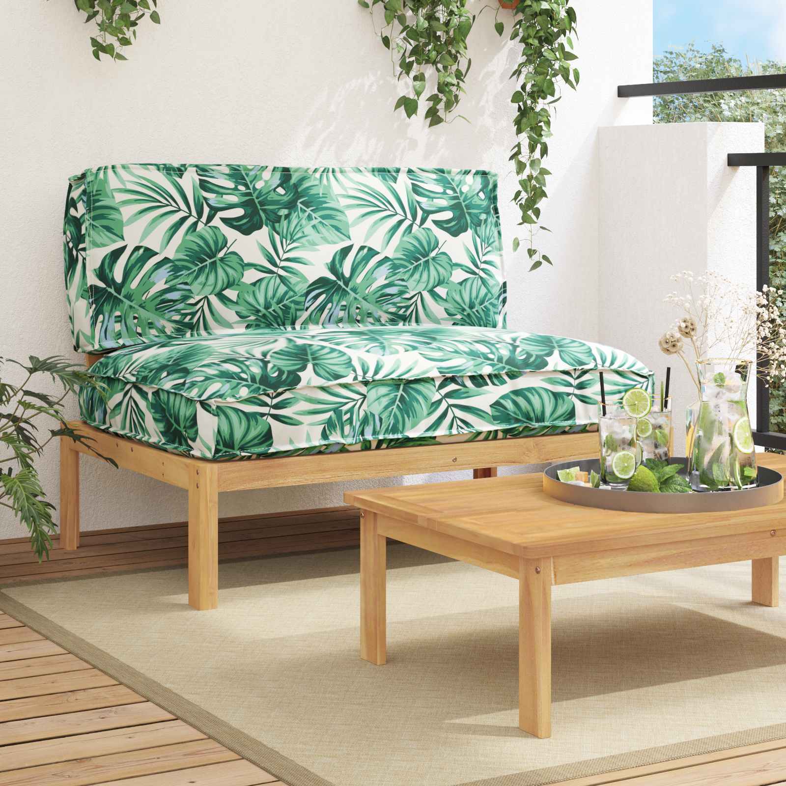 vidaXL Bankstel Effen Antraciet 131,5 x 92 x 69 cm Massief Acaciahout