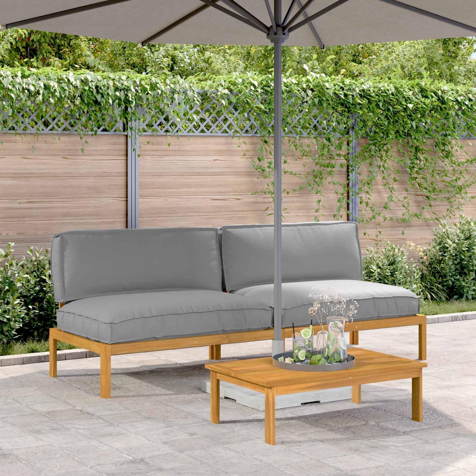vidaXL Bankstel Effen Antraciet 131,5 x 92 x 69 cm Massief Acaciahout