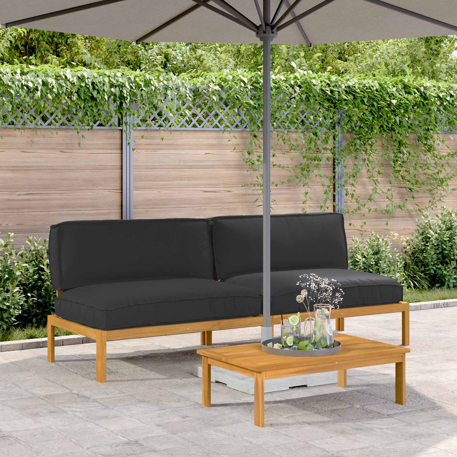 vidaXL Bankstel Effen Antraciet 131,5 x 92 x 69 cm Massief Acaciahout