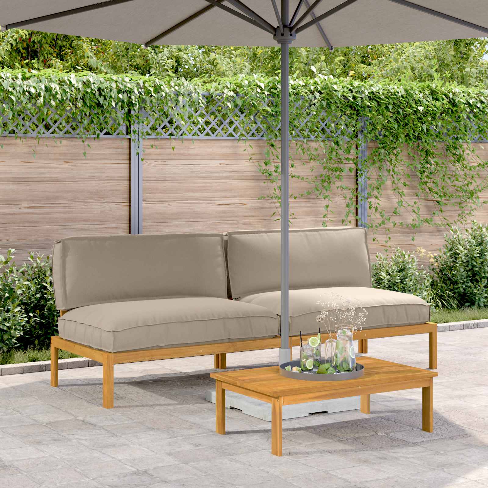 vidaXL Bankstel Effen Antraciet 131,5 x 92 x 69 cm Massief Acaciahout