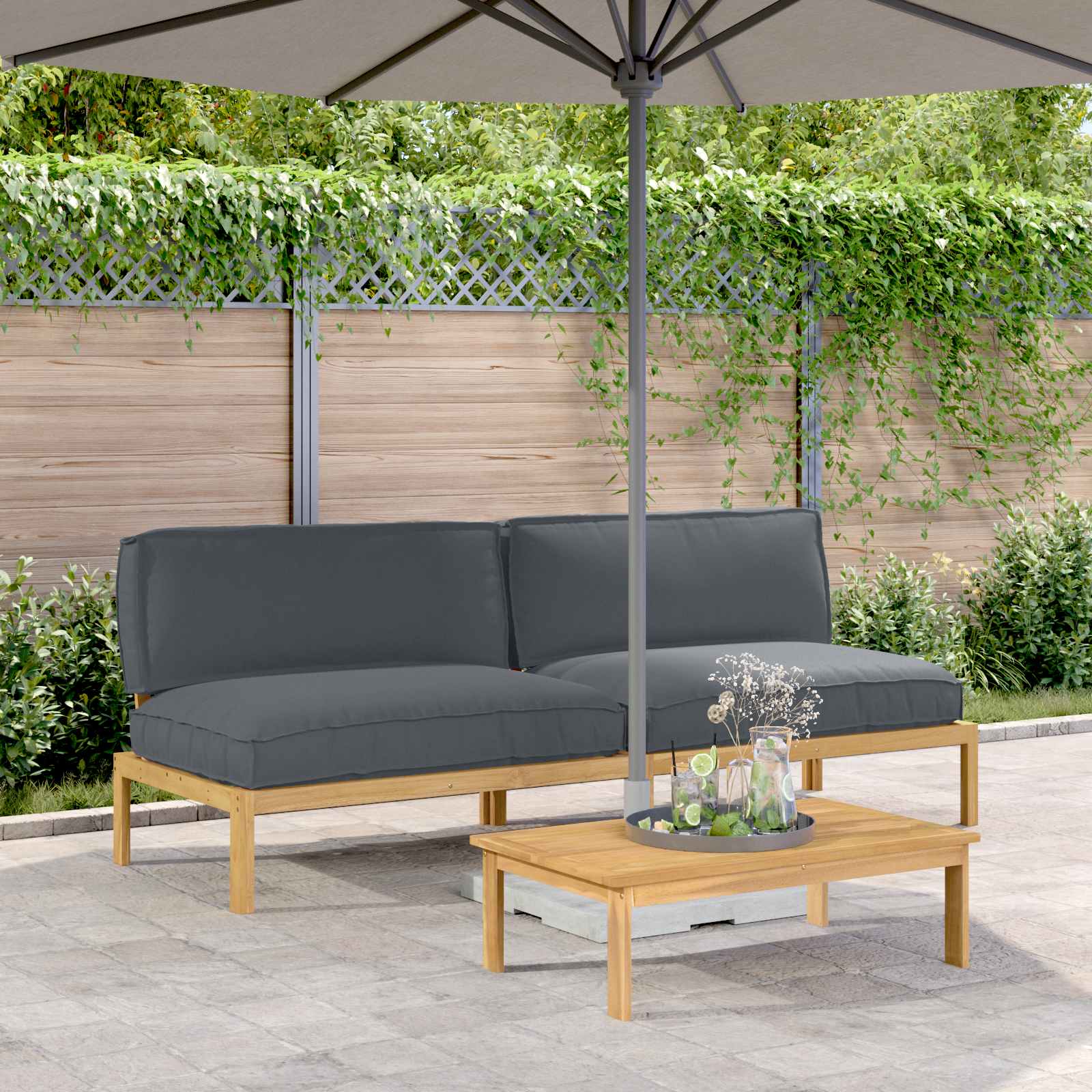 vidaXL Bankstel Effen Antraciet 131,5 x 92 x 69 cm Massief Acaciahout