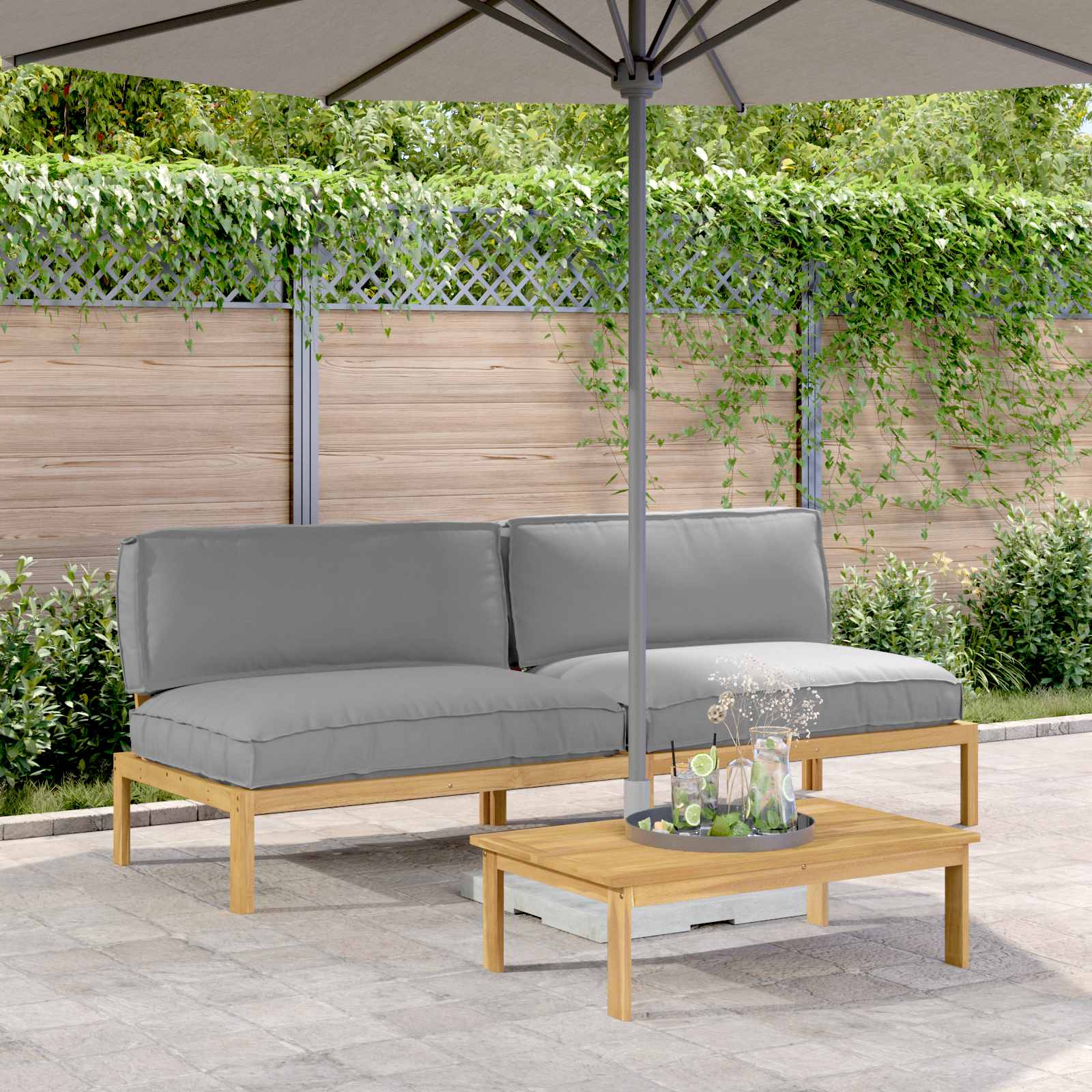 vidaXL Bankstel Effen Antraciet 131,5 x 92 x 69 cm Massief Acaciahout