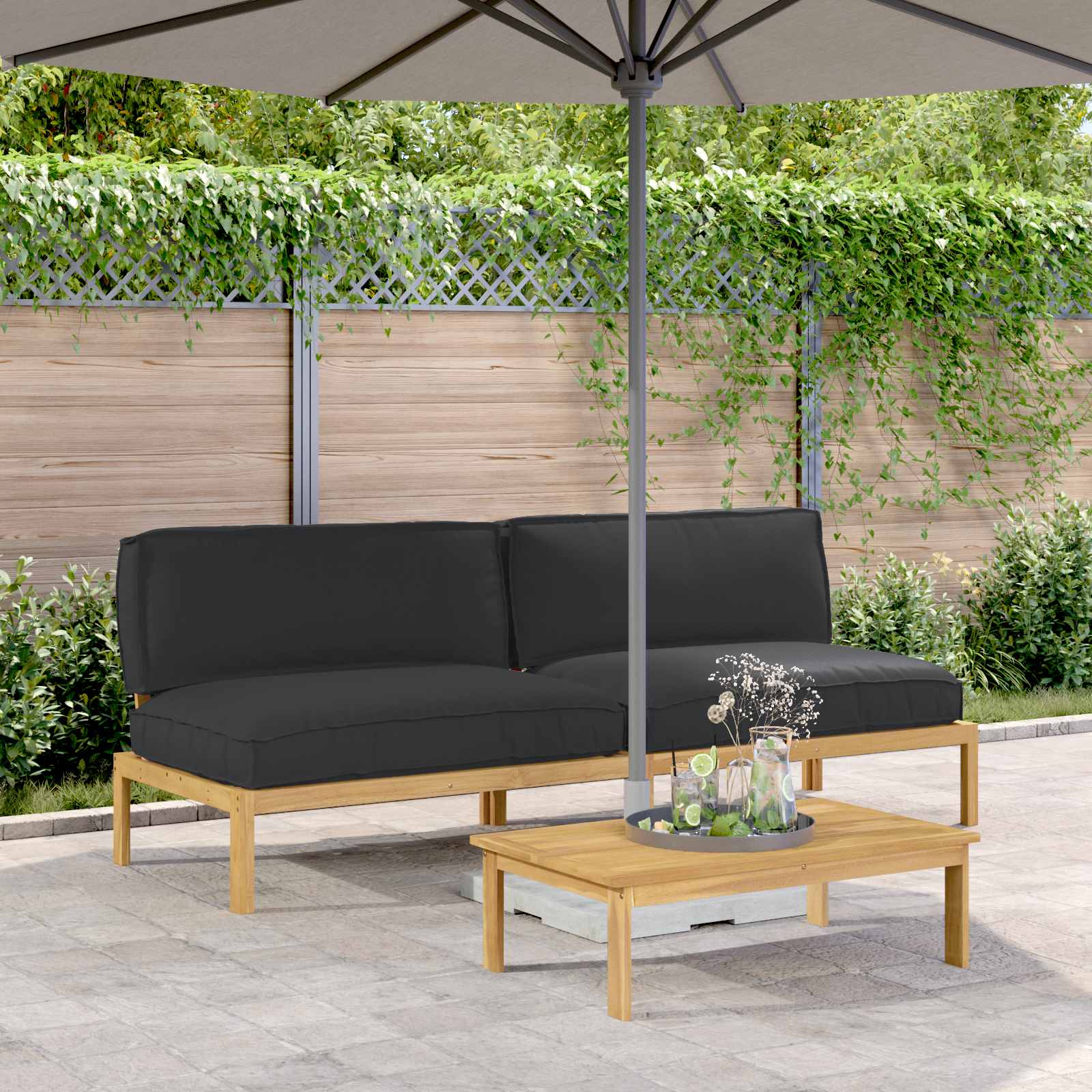 vidaXL Bankstel Effen Antraciet 131,5 x 92 x 69 cm Massief Acaciahout