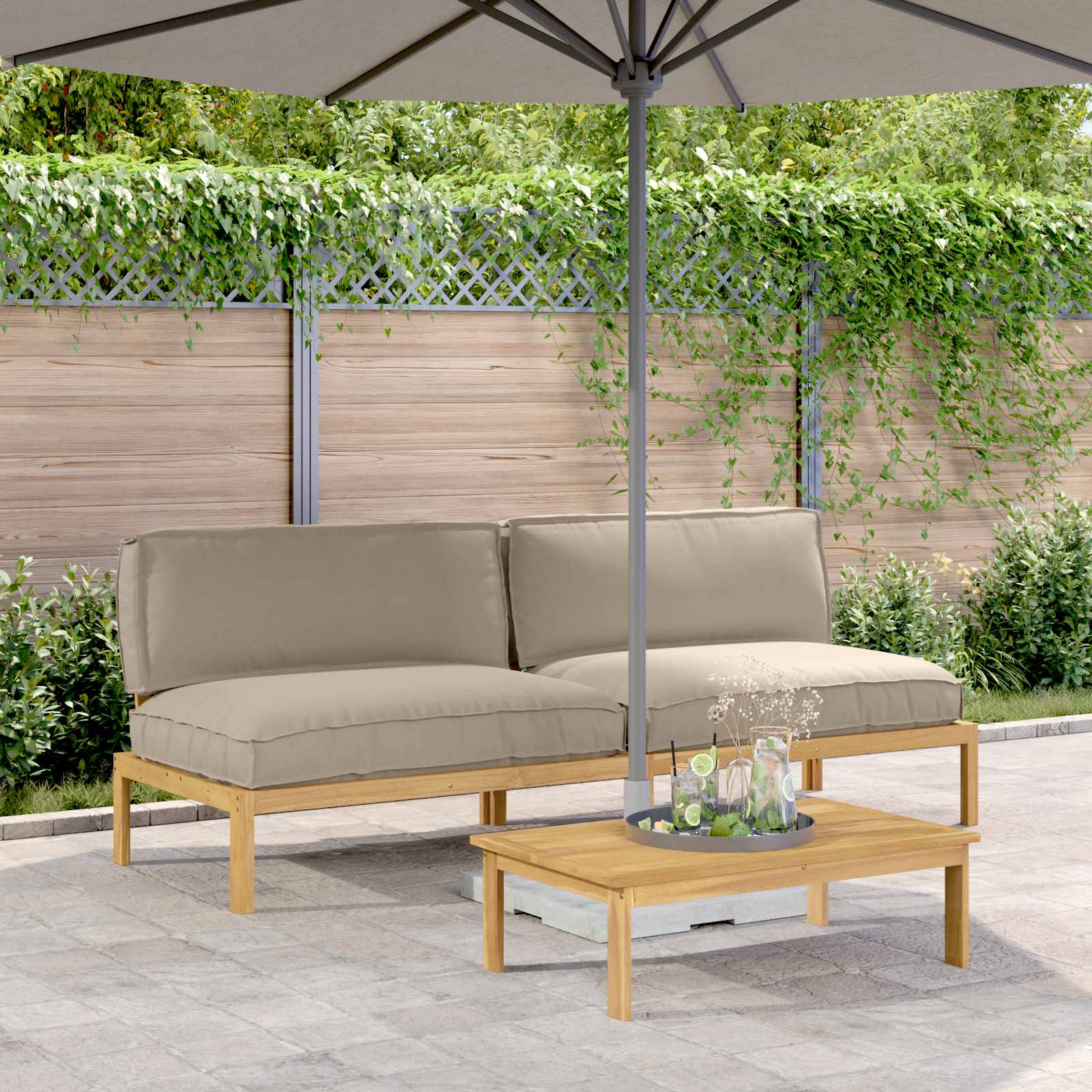 vidaXL Bankstel Effen Antraciet 131,5 x 92 x 69 cm Massief Acaciahout