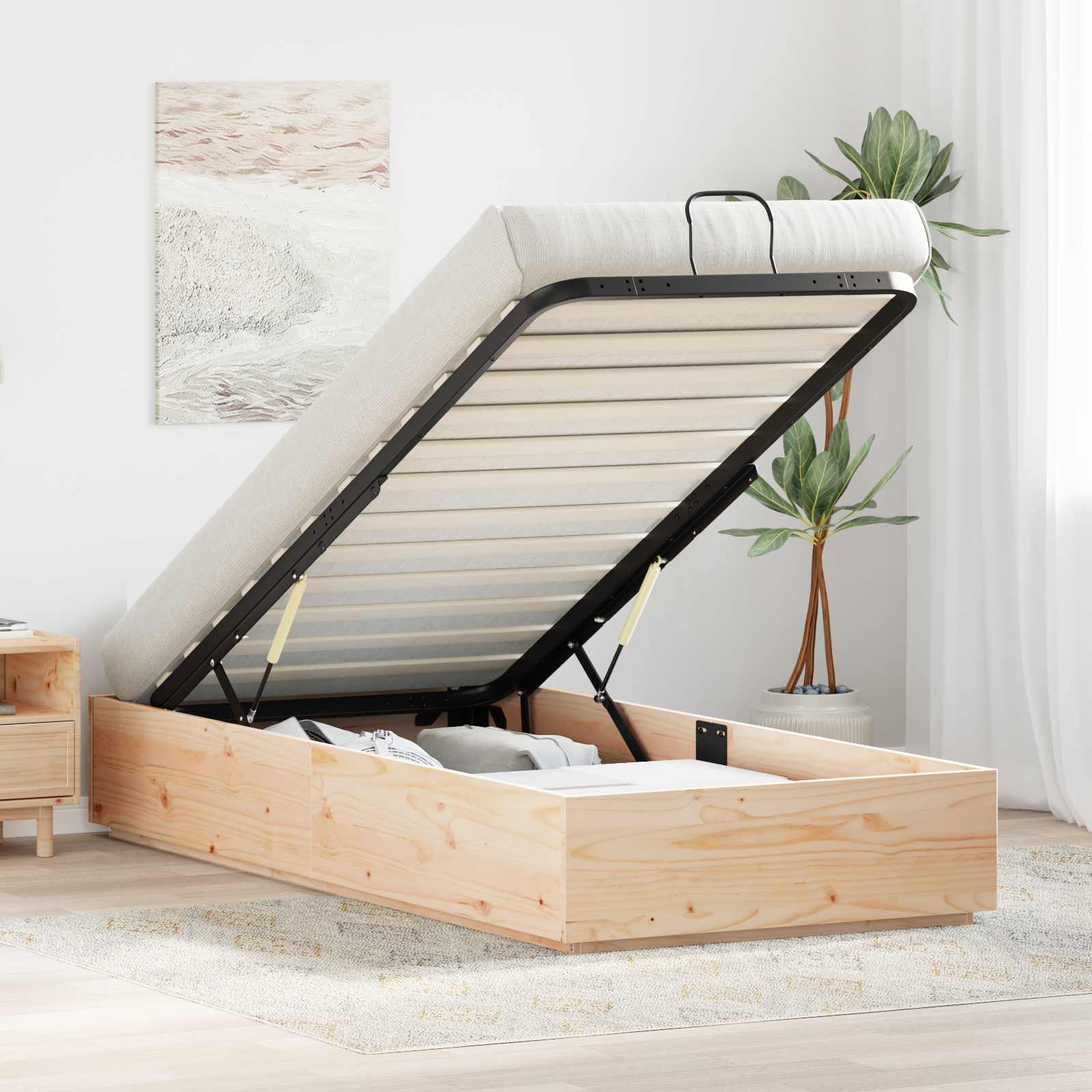 vidaXL Ottoman Bedframe Naturel 80 x 200 cm Massief grenenhout