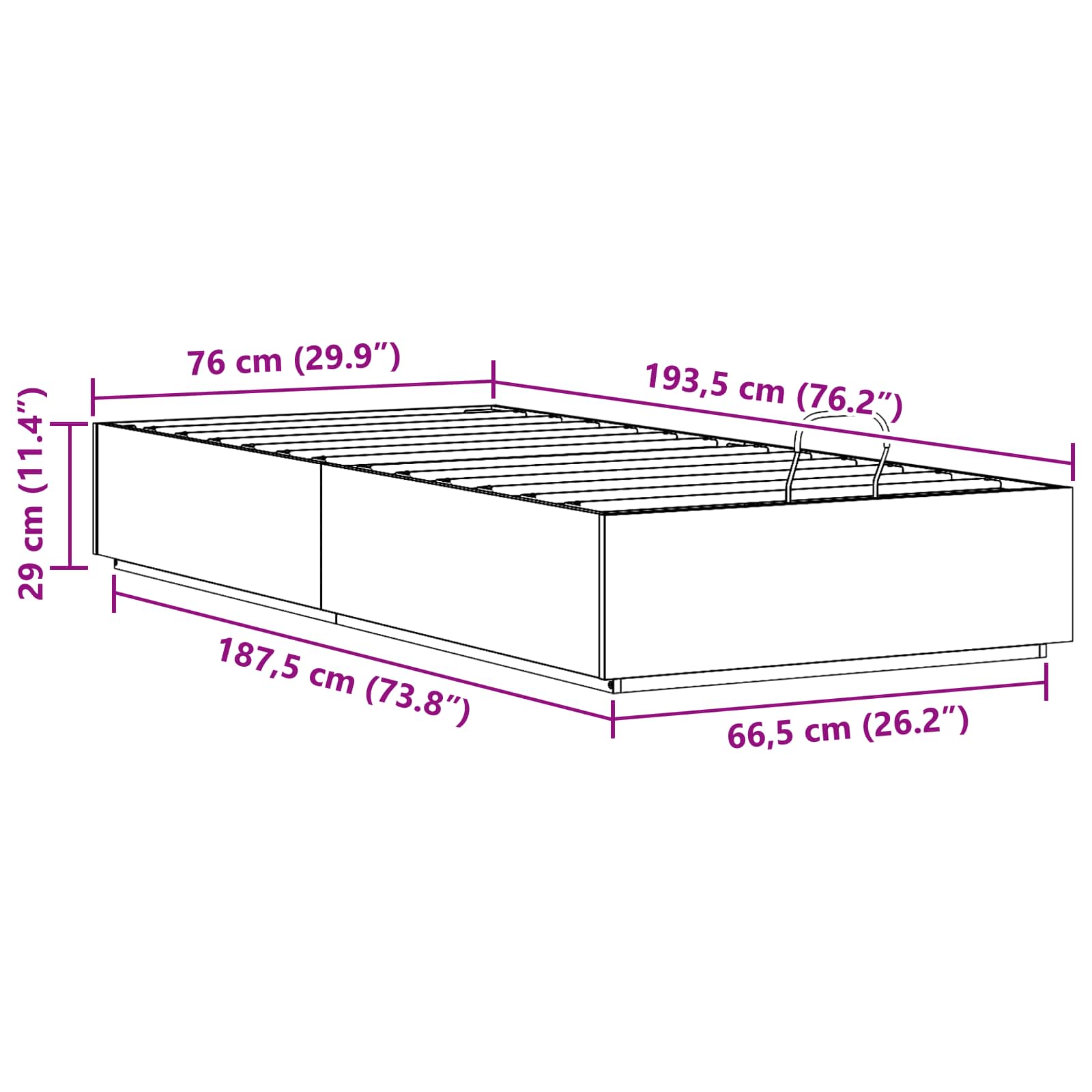 vidaXL Ottoman Bedframe Naturel 80 x 200 cm Massief grenenhout