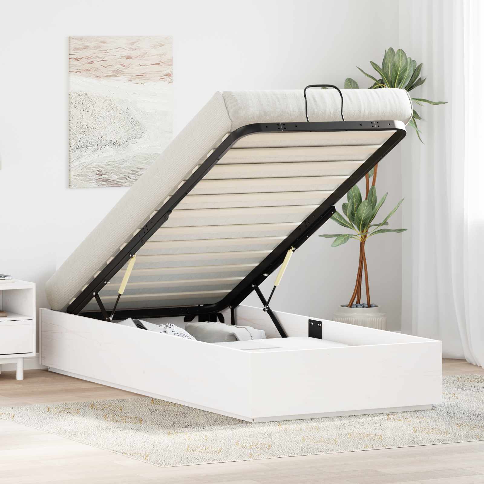 vidaXL Ottoman Bedframe Naturel 80 x 200 cm Massief grenenhout