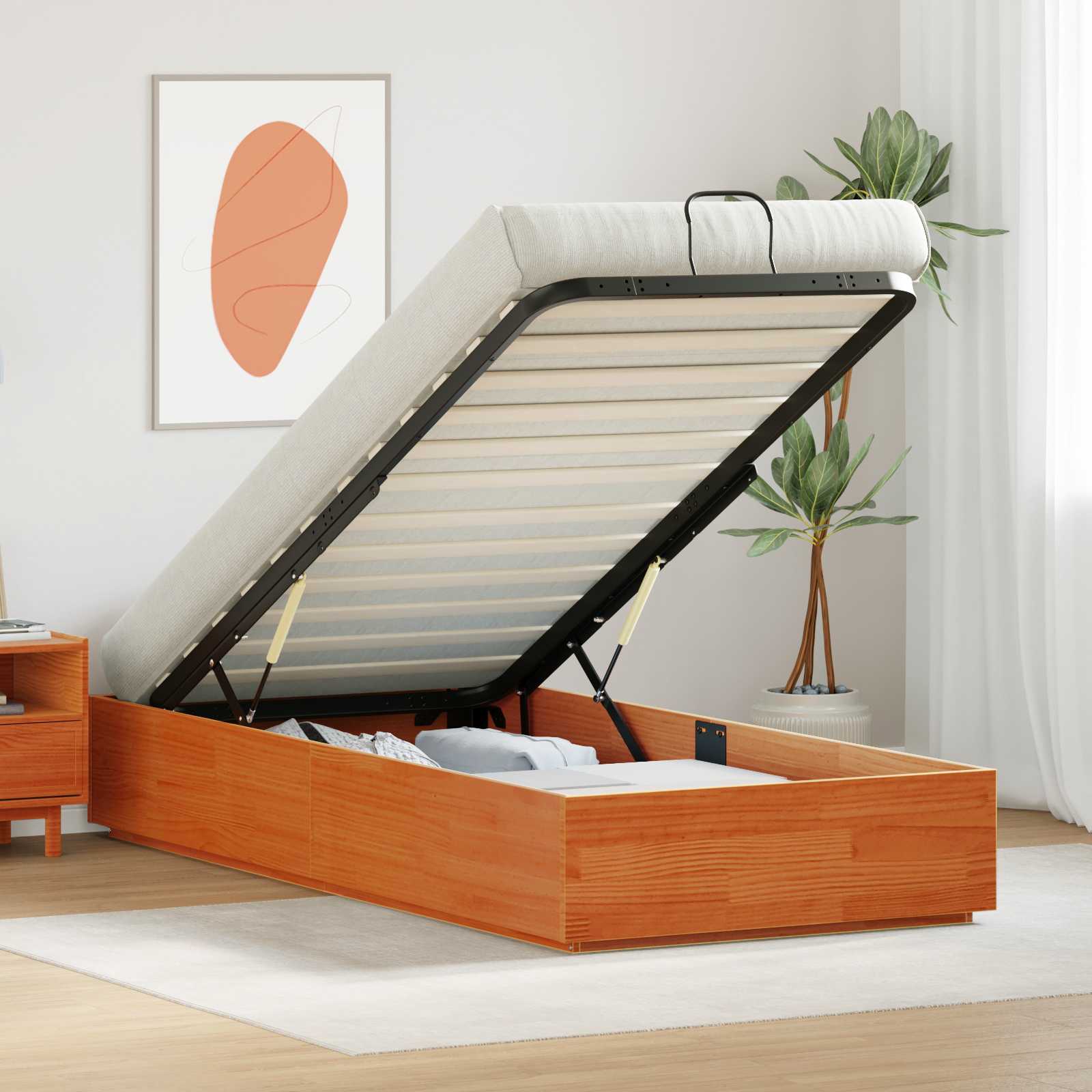 vidaXL Ottoman Bedframe Naturel 80 x 200 cm Massief grenenhout