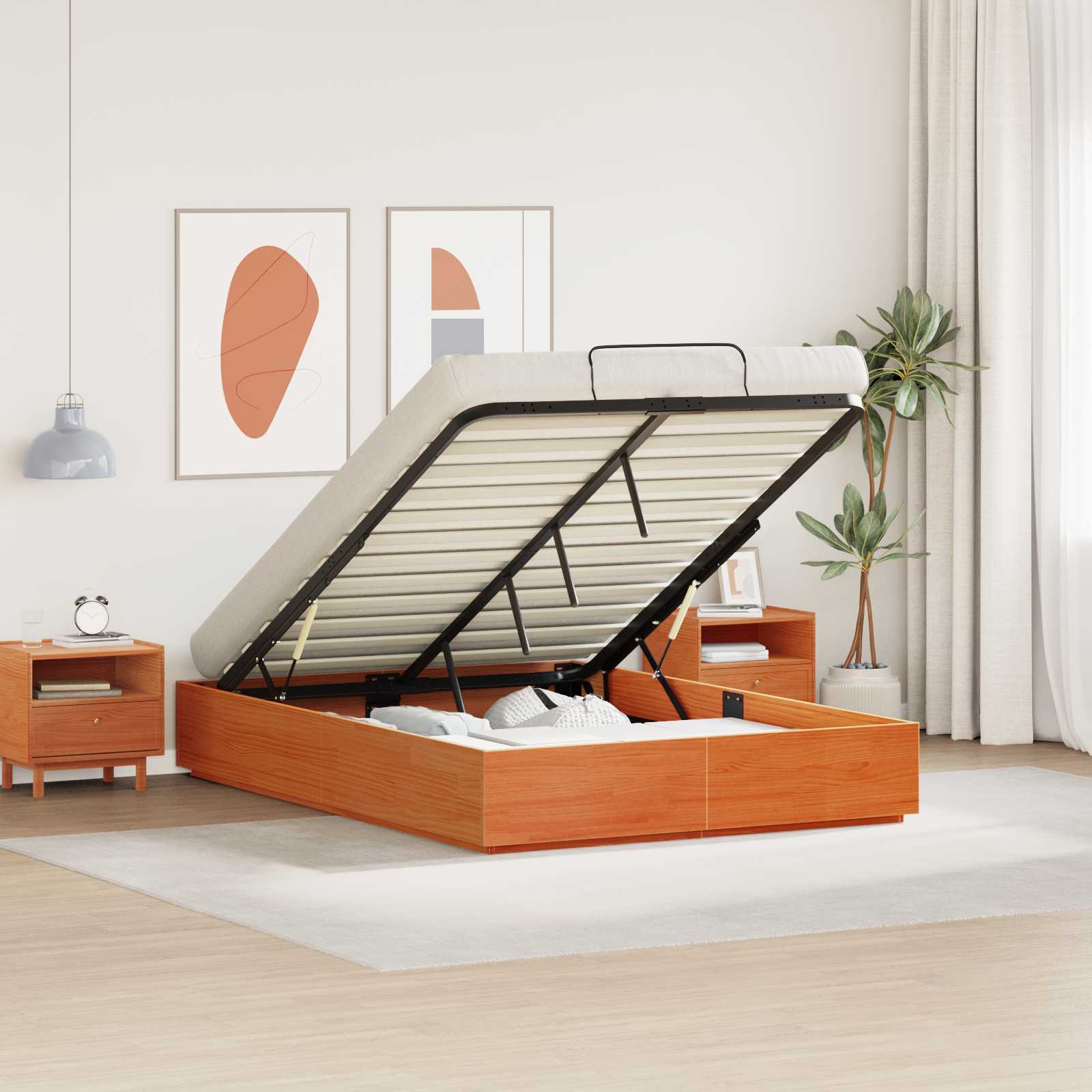 vidaXL Ottoman Bedframe Naturel 80 x 200 cm Massief grenenhout
