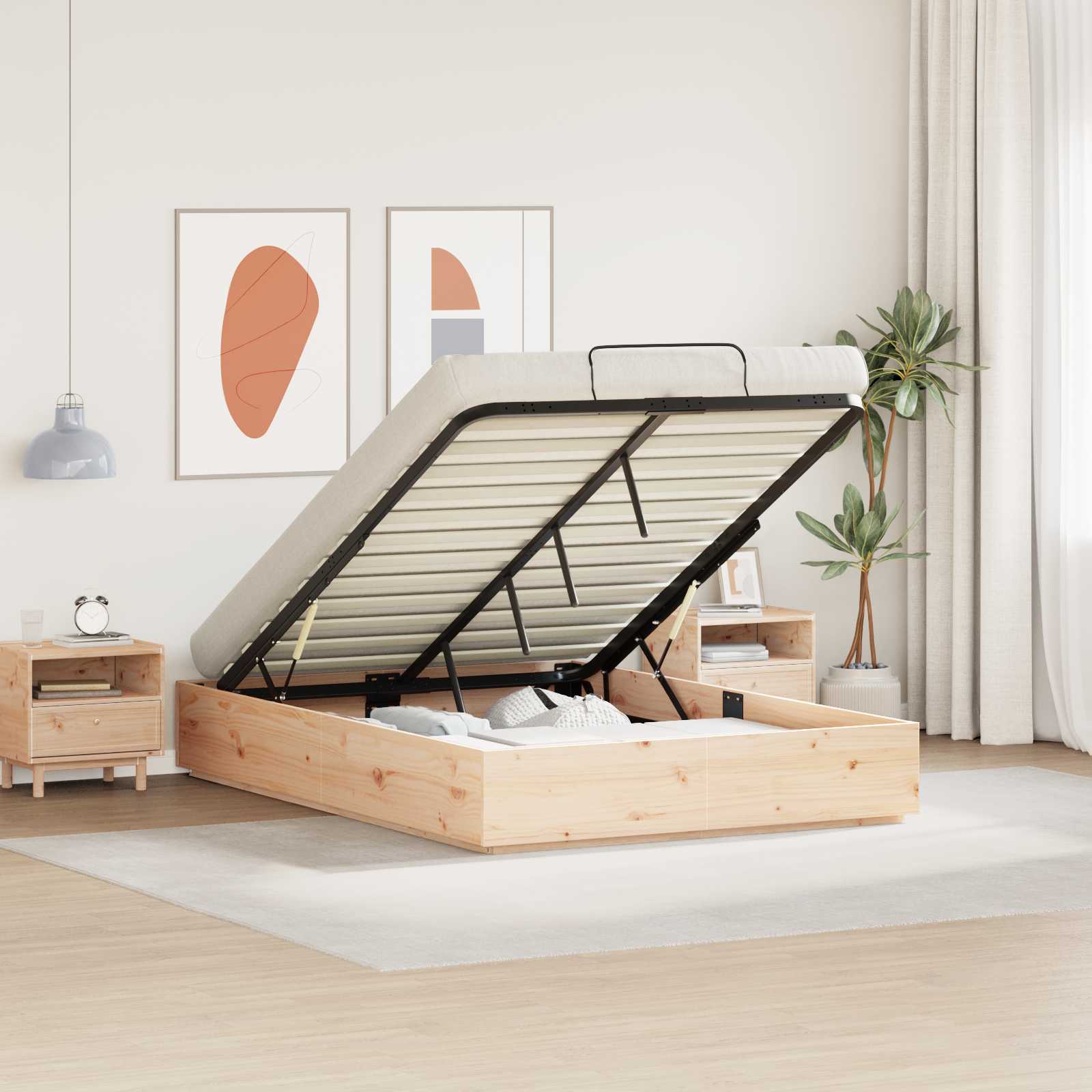 vidaXL Ottoman Bedframe Naturel 80 x 200 cm Massief grenenhout