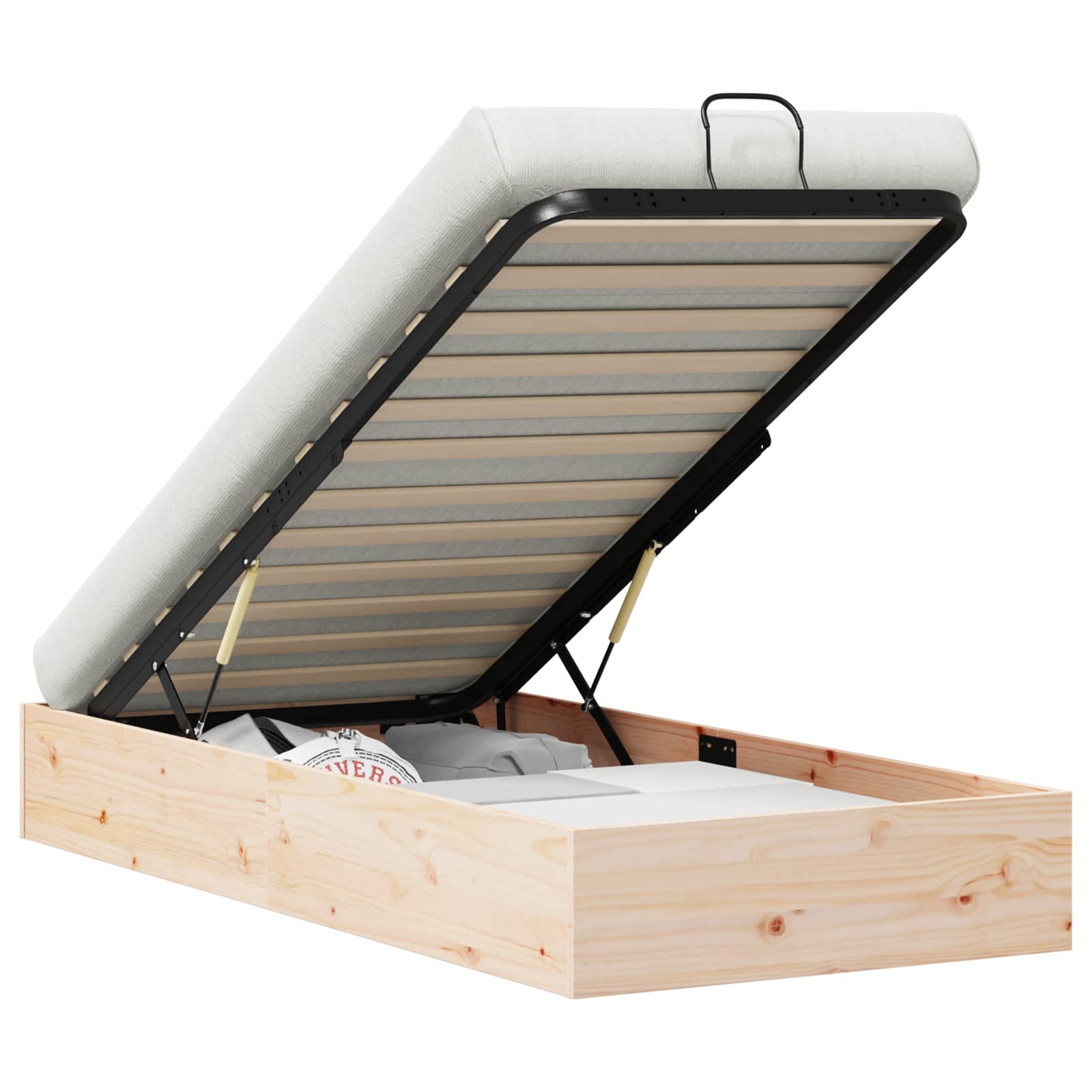 vidaXL Ottoman Bedframe met Opslag 2 pcs Naturel 70 x 190 cm