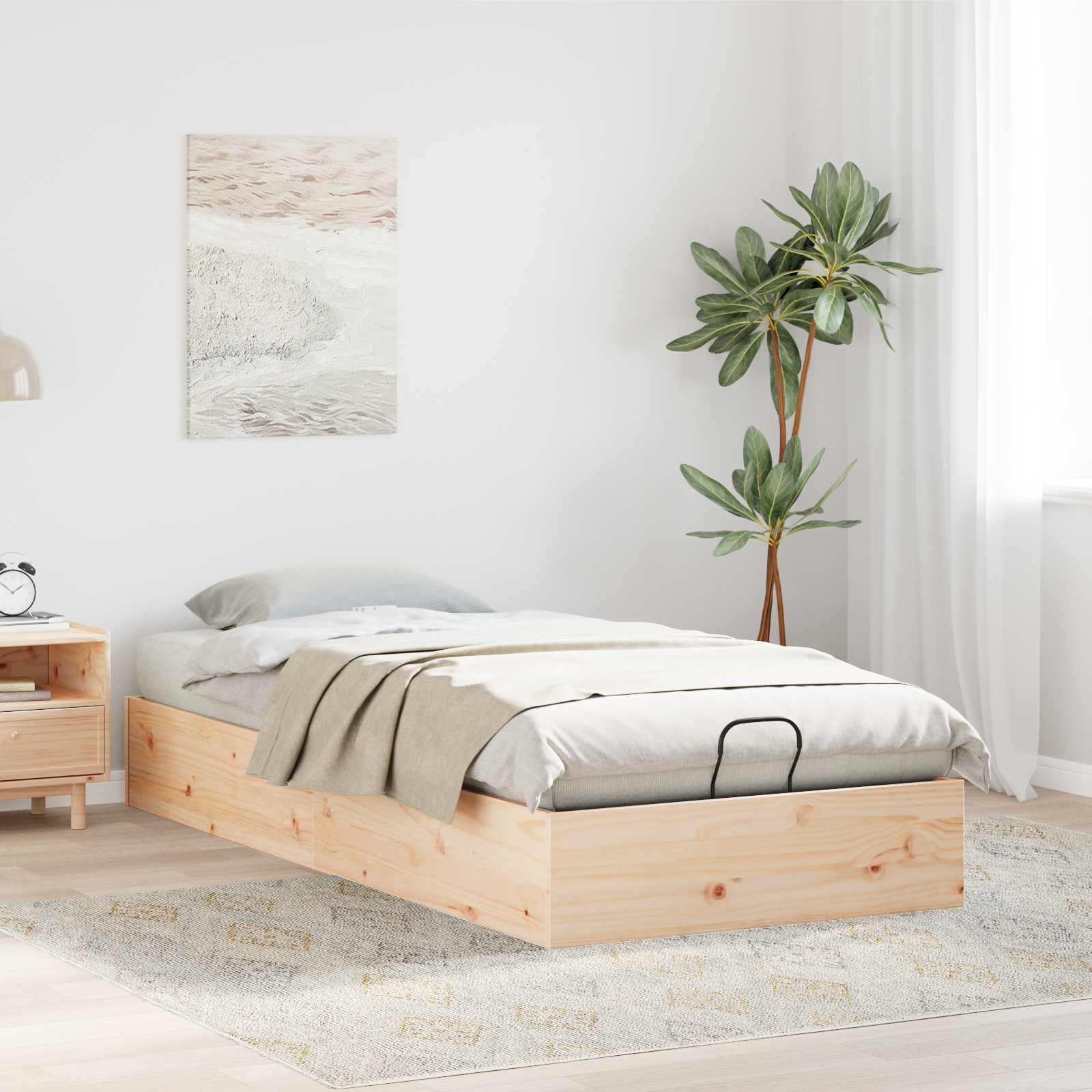 vidaXL Ottoman Bedframe met Opslag 2 pcs Naturel 70 x 190 cm