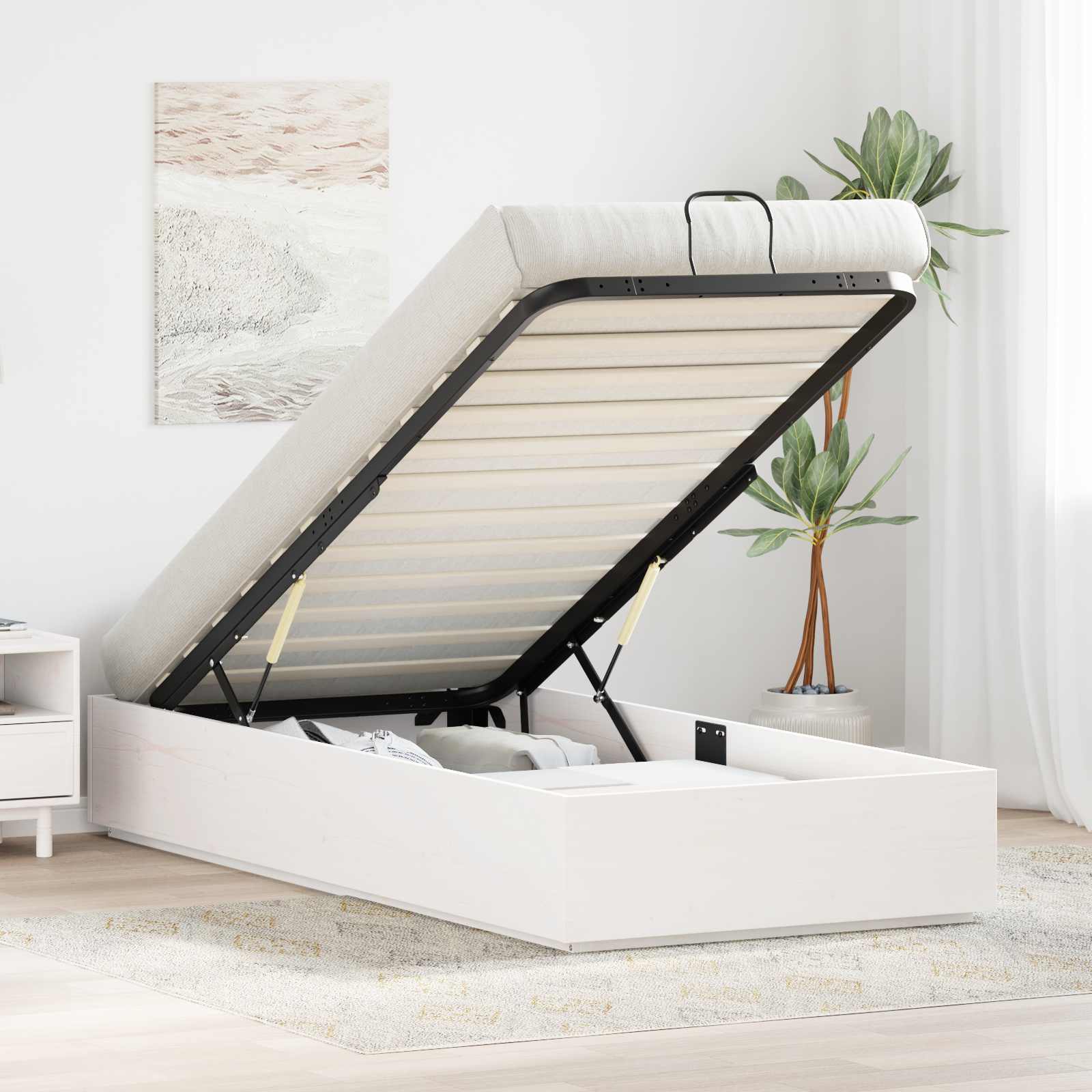 vidaXL Ottoman Bedframe met Opslag 2 pcs Naturel 70 x 190 cm