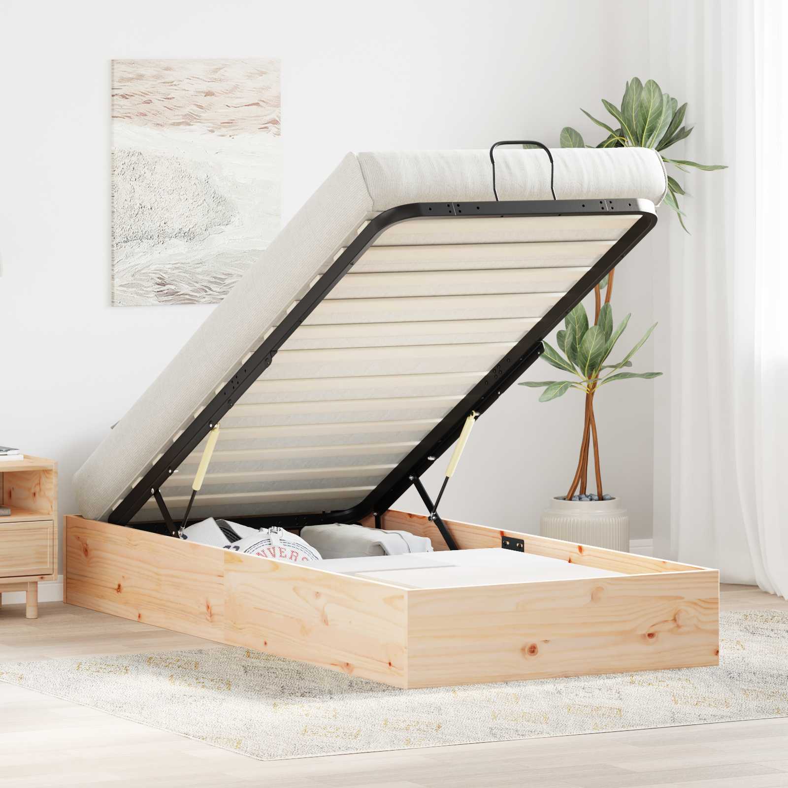 vidaXL Ottoman Bedframe met Opslag 2 pcs Naturel 70 x 190 cm