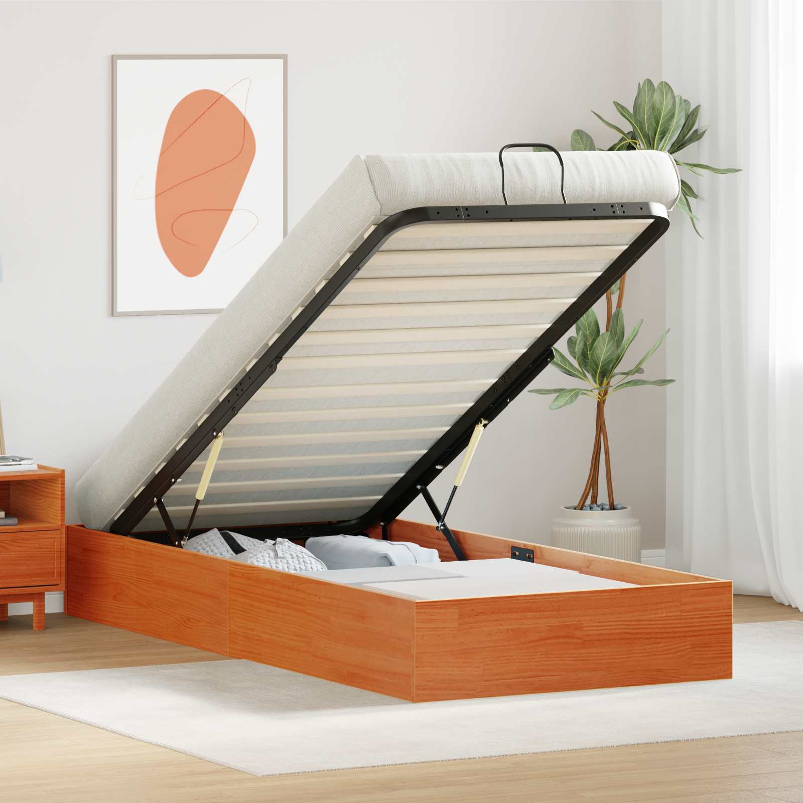 vidaXL Ottoman Bedframe met Opslag 2 pcs Naturel 70 x 190 cm
