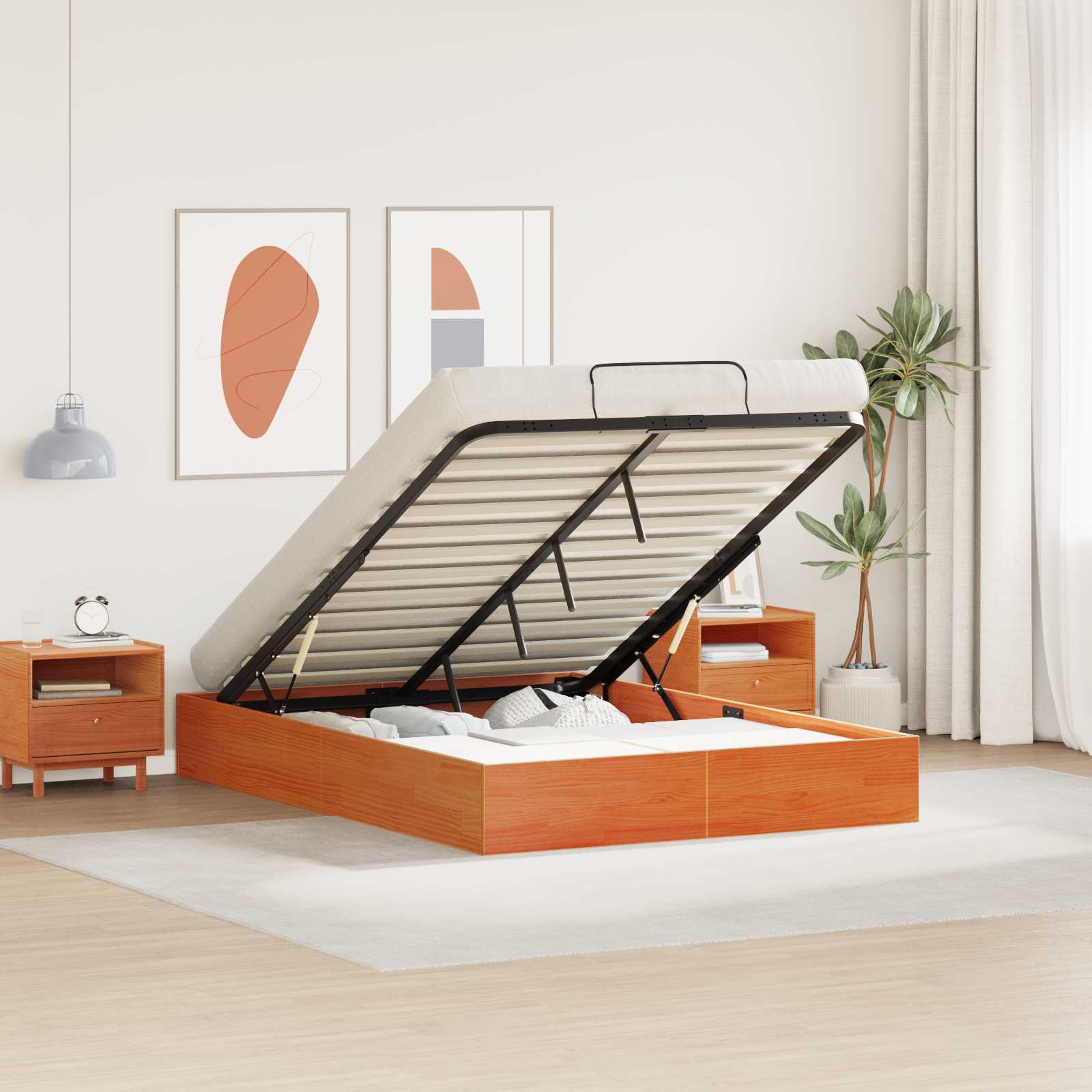 vidaXL Ottoman Bedframe met Opslag 2 pcs Naturel 70 x 190 cm