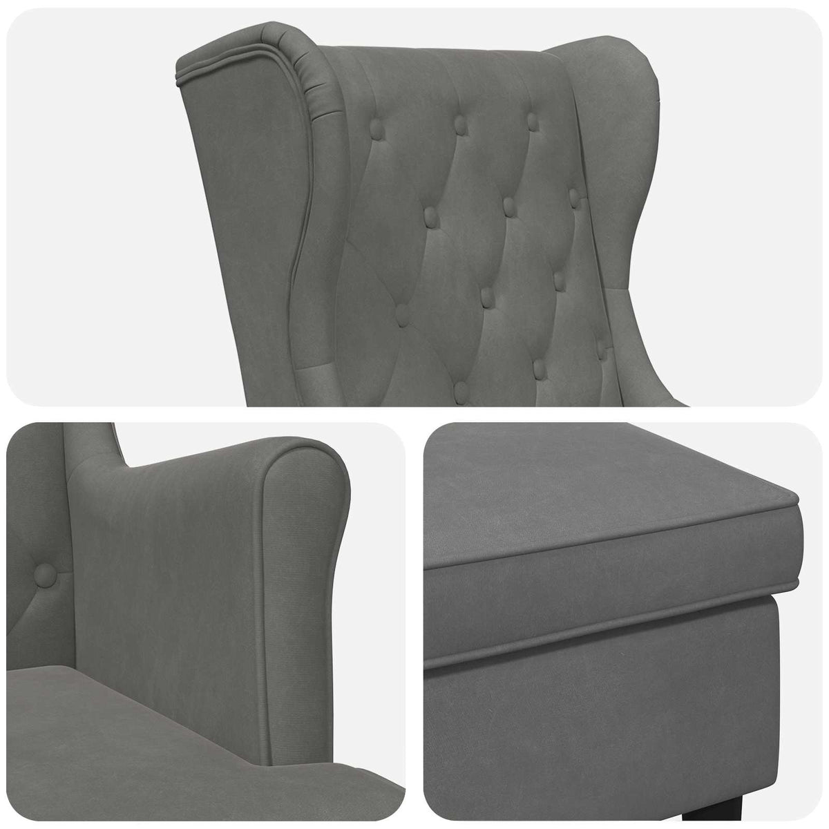 vidaXL Fauteuil met Voetenbank 2 st Lichtgrijs Fluweel